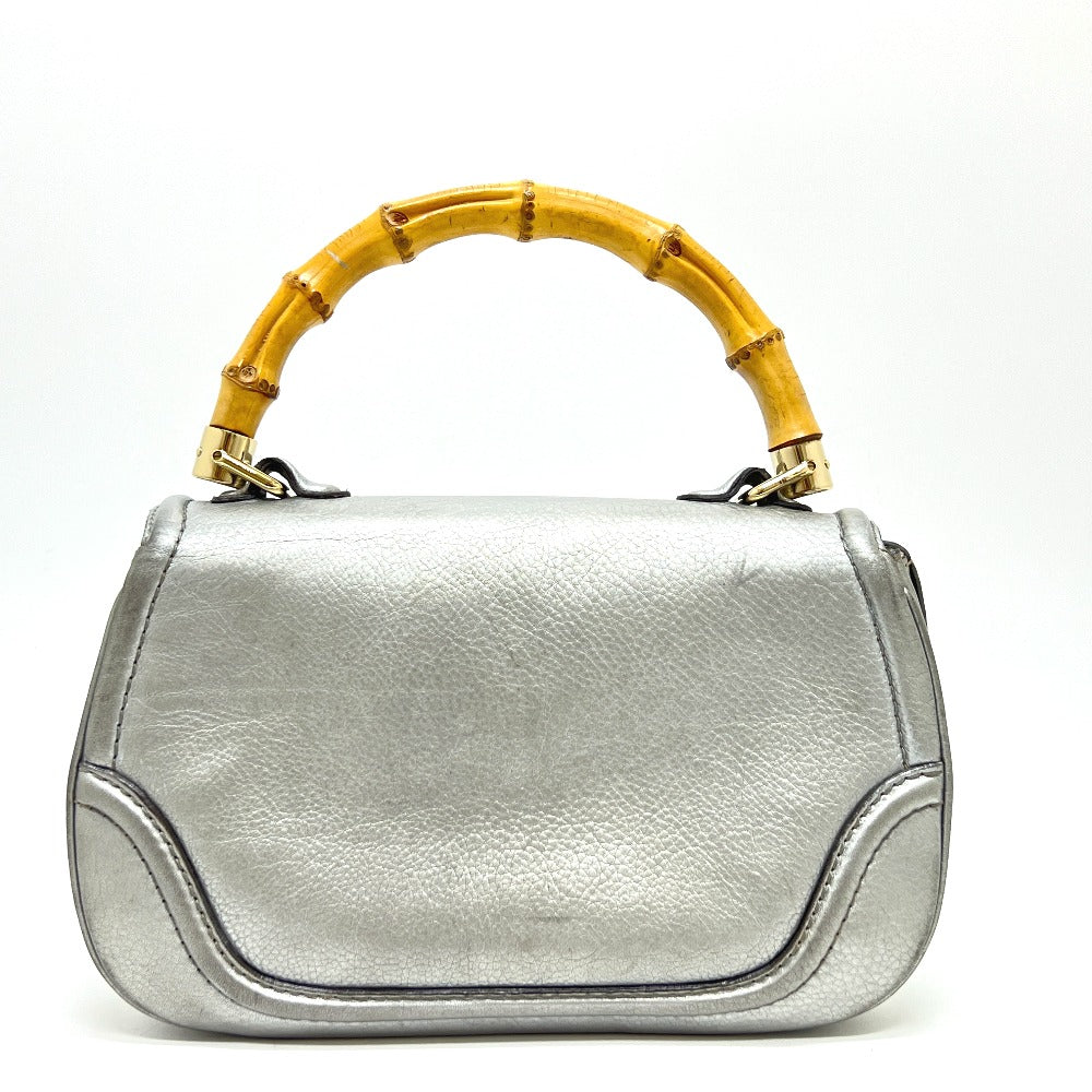 Gucci New Bamboo Leather Silver Handbag