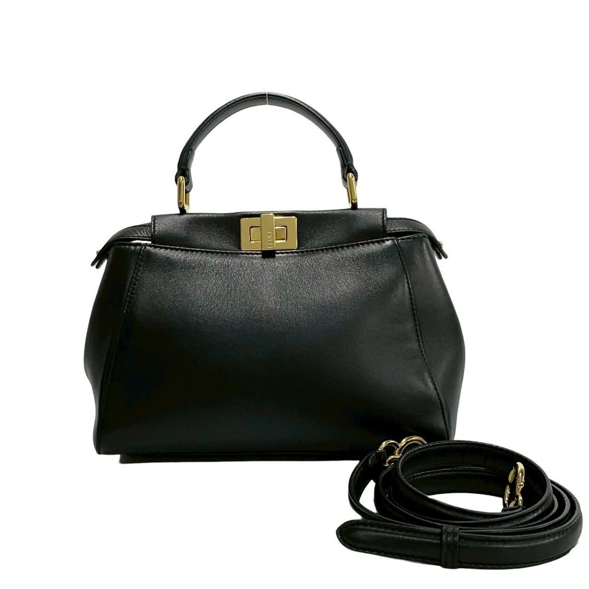 Fendi Shoulder Bag Peek Boo Women Leather Black Mini