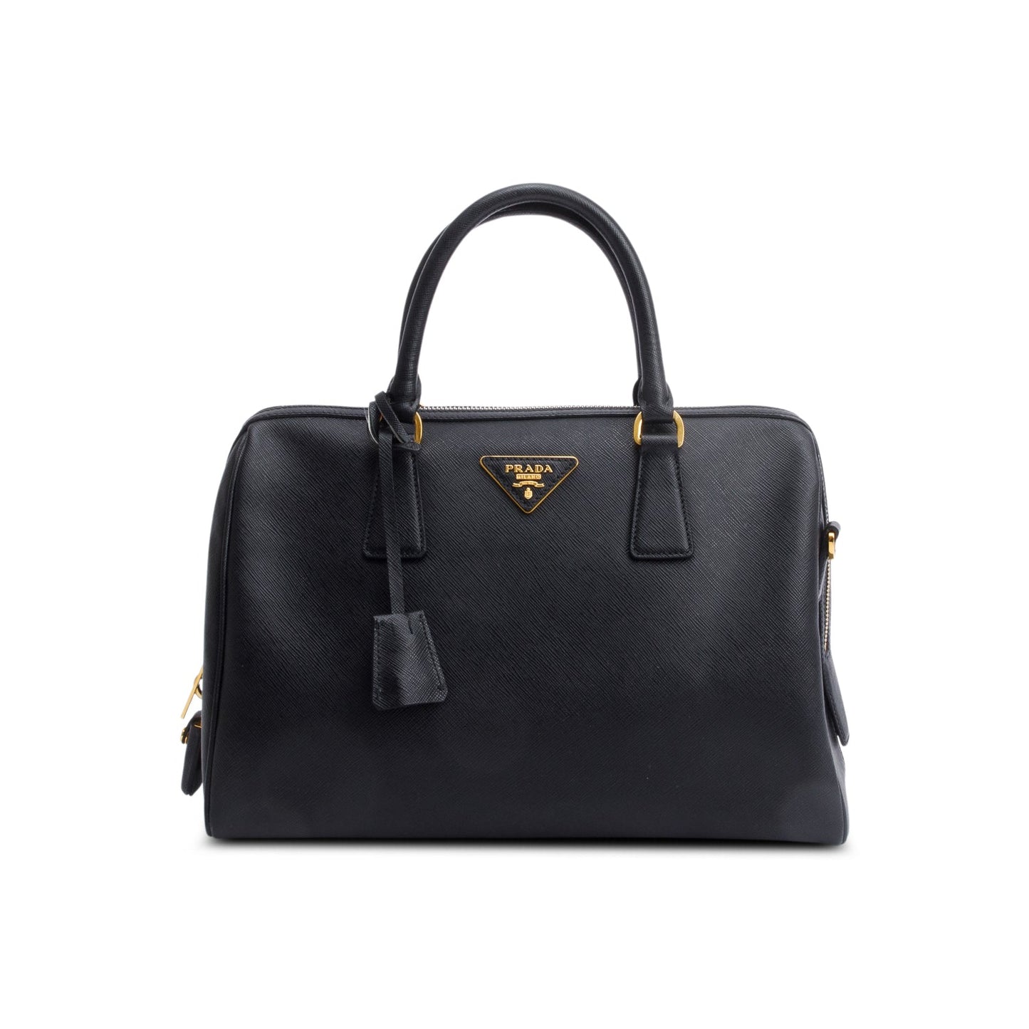 Prada Saffiano Lux Bowler Bag Black Travel Bag