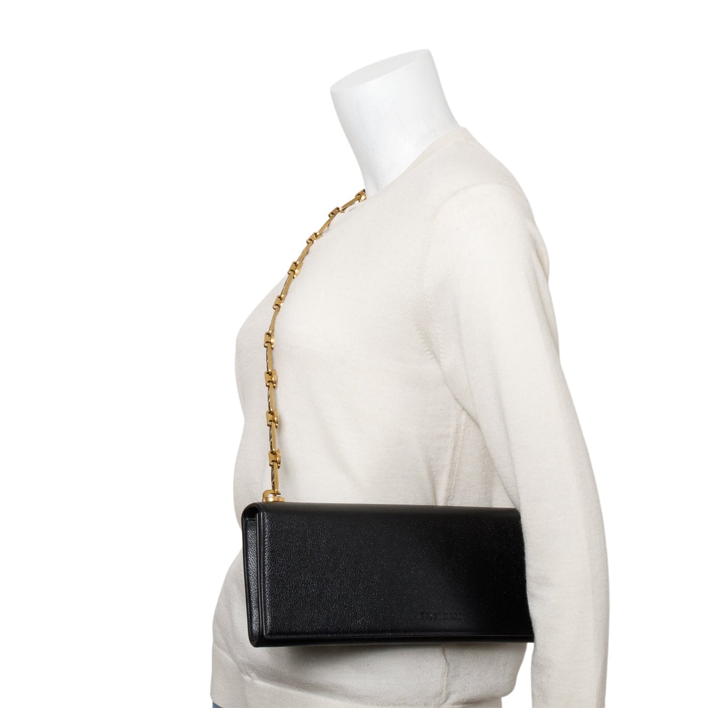 Balenciaga Essential Calfskin Shoulder Bag Leather Black