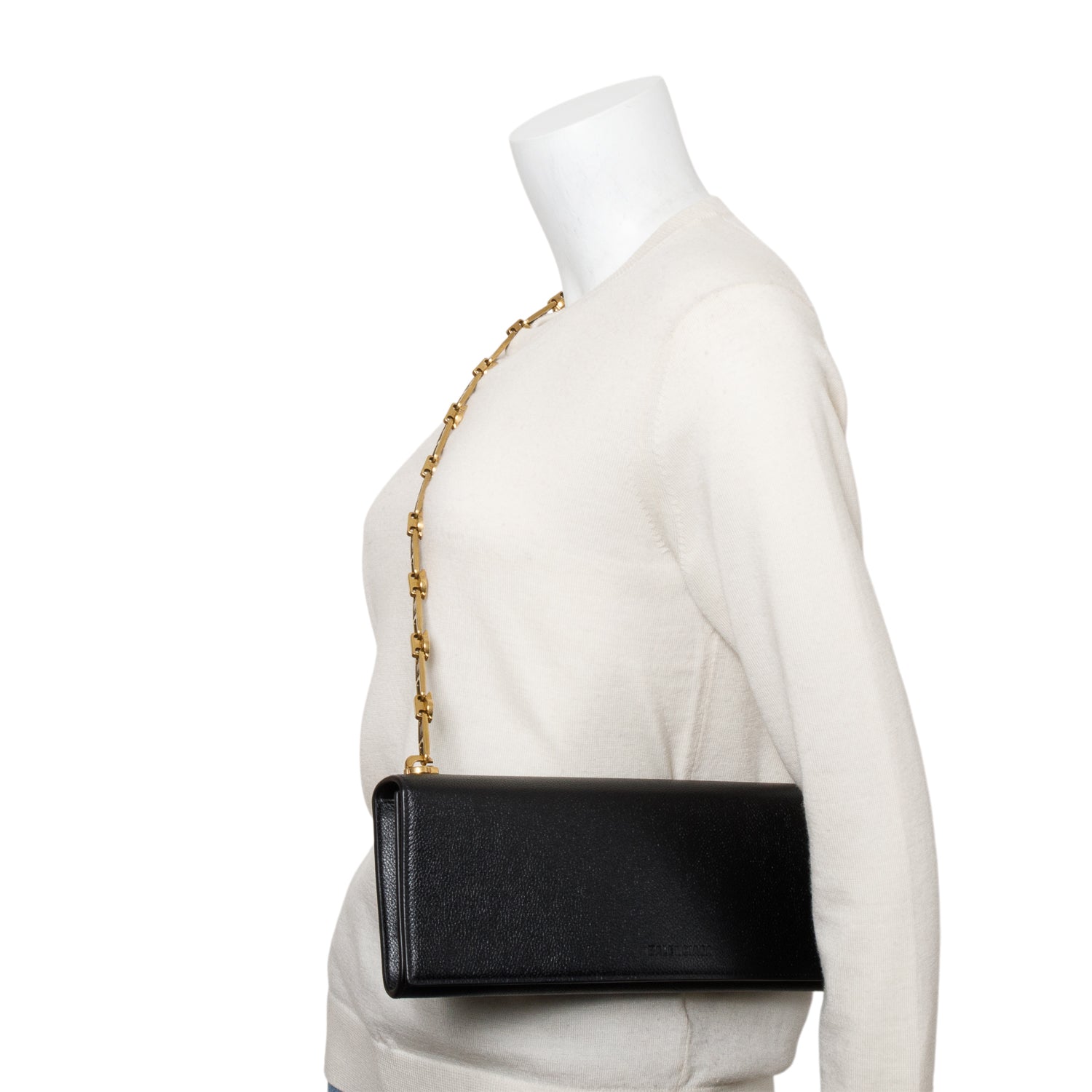 Balenciaga Essential Calfskin Shoulder Bag Leather Black