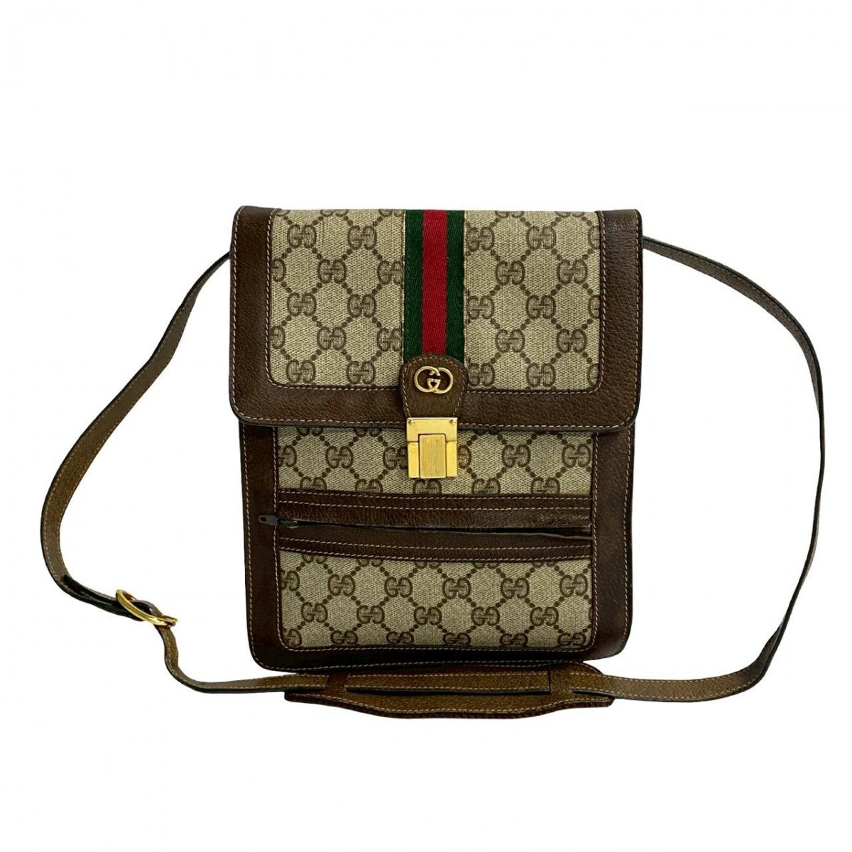 Gucci PVC GG Leather Brown Logo Shoulder Bag