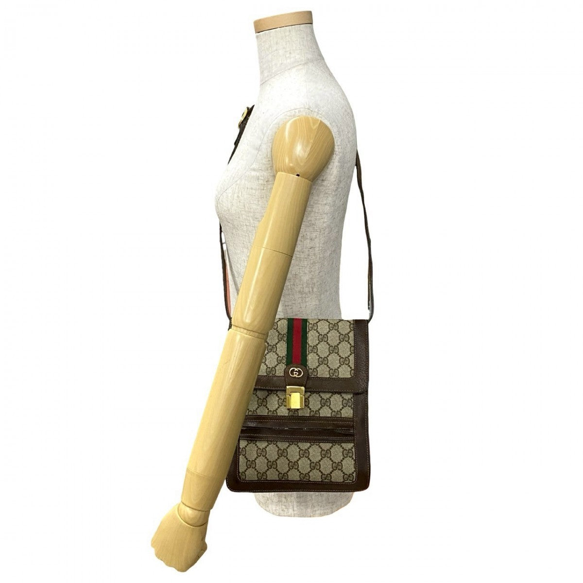 Gucci PVC GG Leather Brown Logo Shoulder Bag