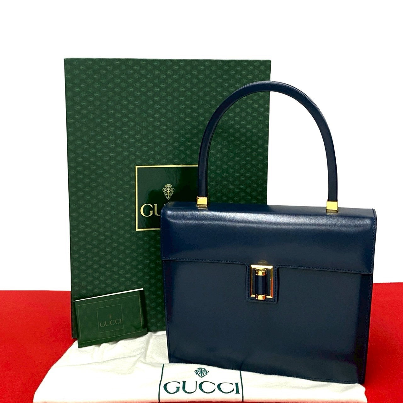 Gucci Old Handbag Leather Logo Travel Bag