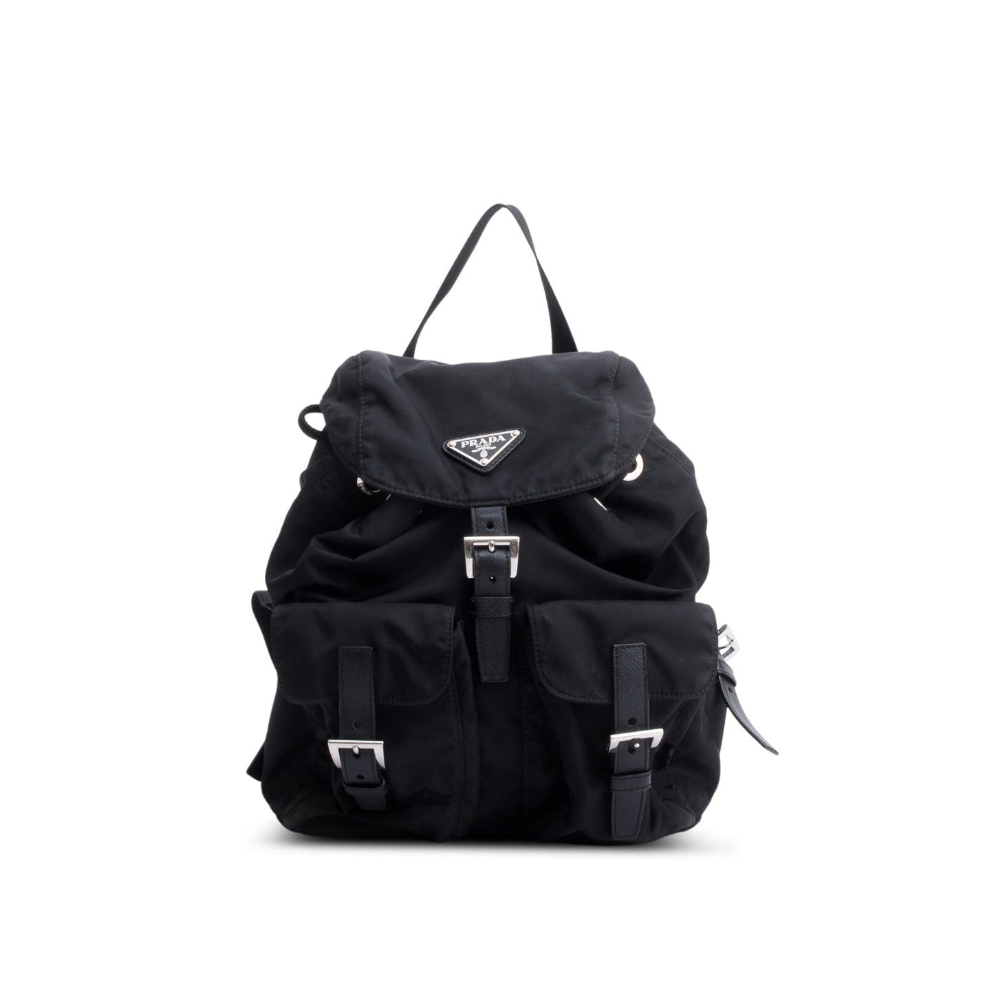 Prada Tessuto & Saffiano Vela Small Backpack Handbag Leather Nylon