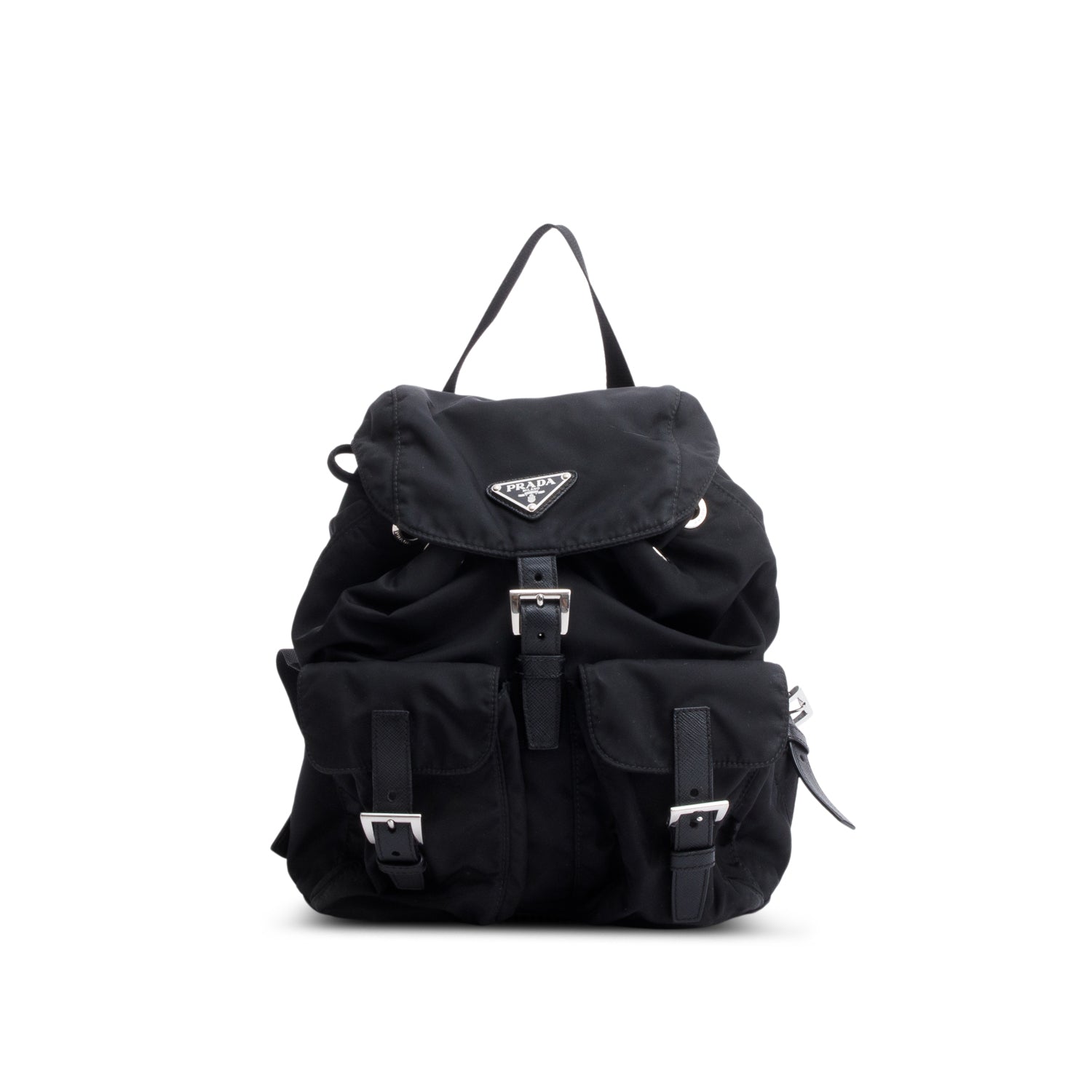 Prada Tessuto & Saffiano Vela Small Backpack Handbag Leather Nylon