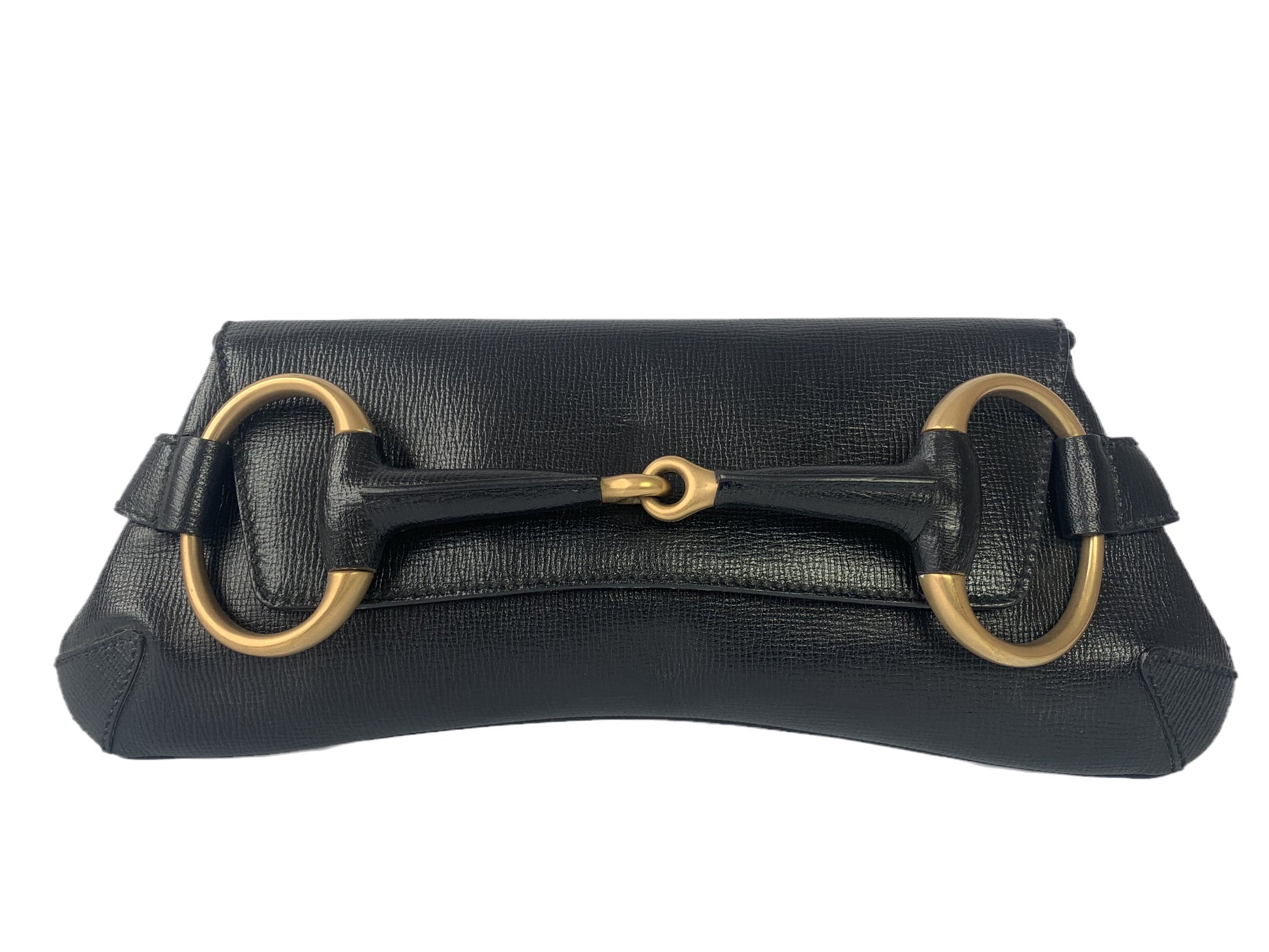 Gucci Horsebit Leather Black Large Chain Shoulder Bag Black Leather