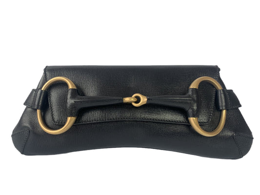 Gucci Horsebit Leather Black Large Chain Shoulder Bag Black Leather