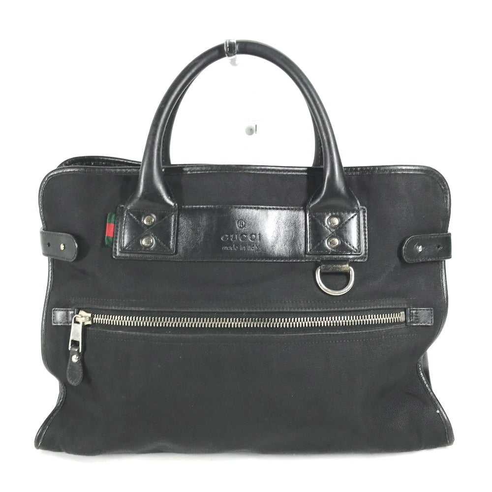 Gucci Business Leather Nylon Black Logo Handbag