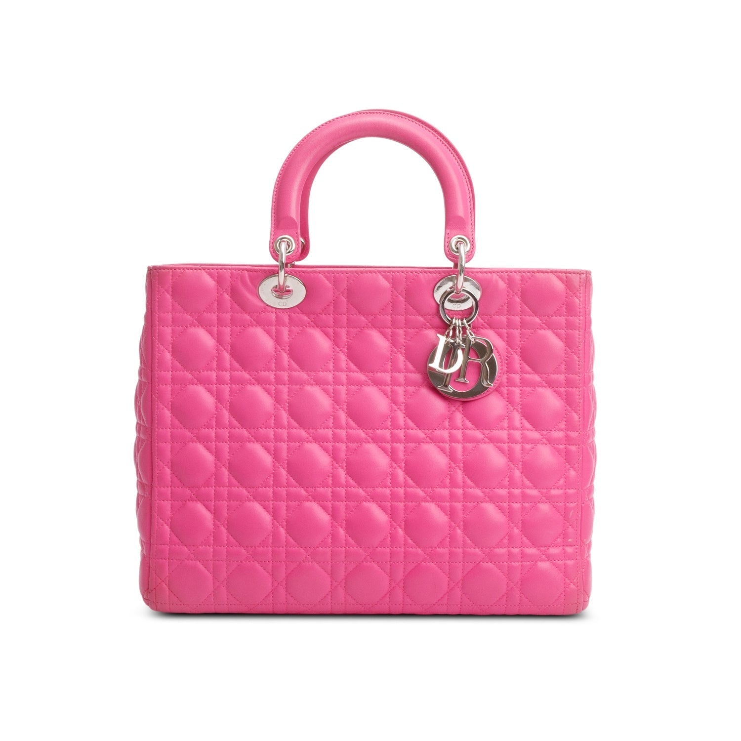 Dior Christian Cannage Lady Bag Leather Pink Travel Bag