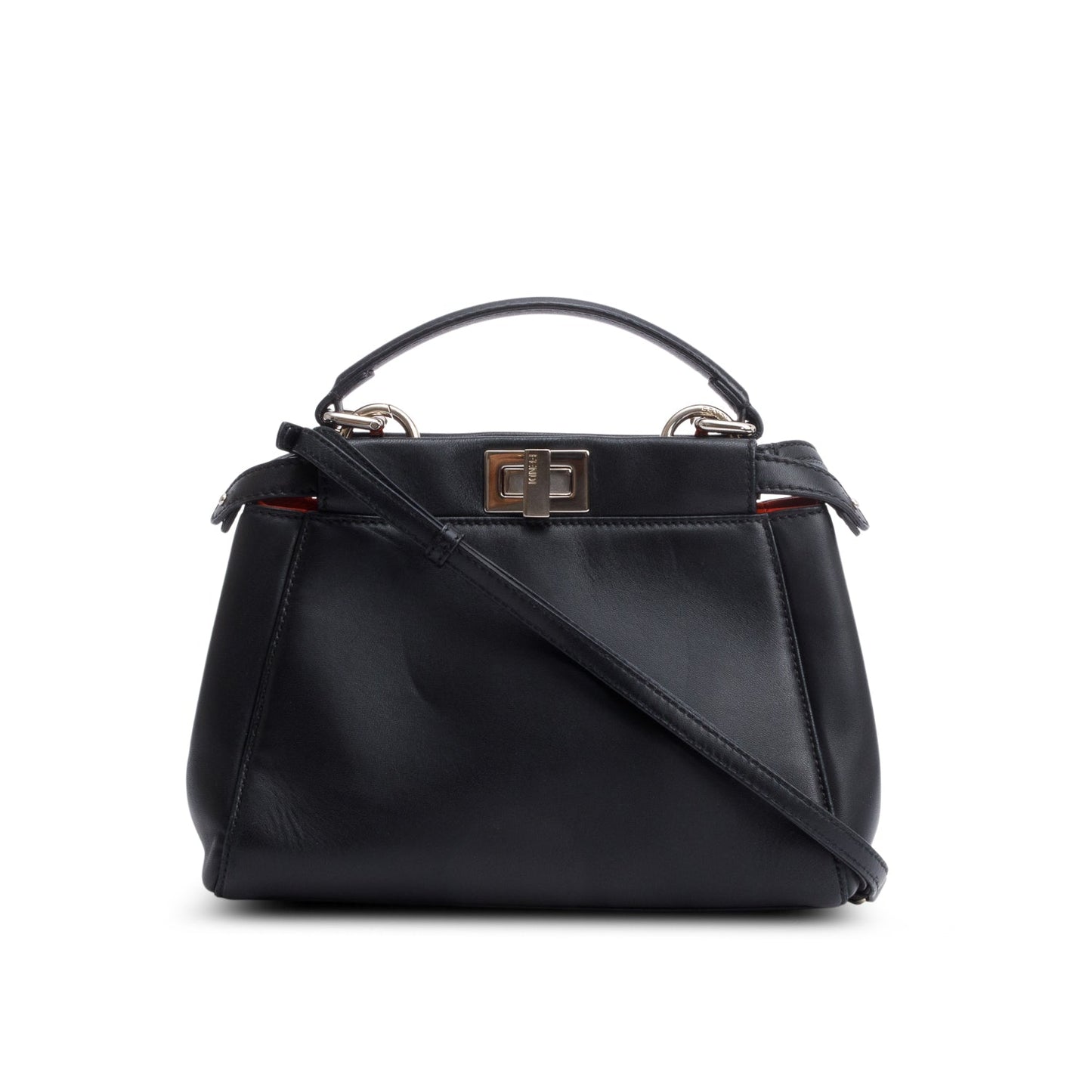 Fendi Calfskin Peekaboo Bag Leather Black Travel Bag
