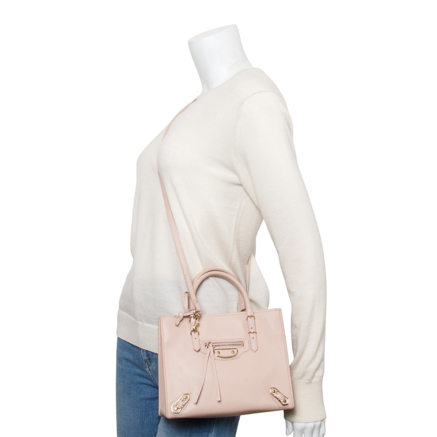 Balenciaga Calfskin Papier Tote Leather Pink Tote Bag