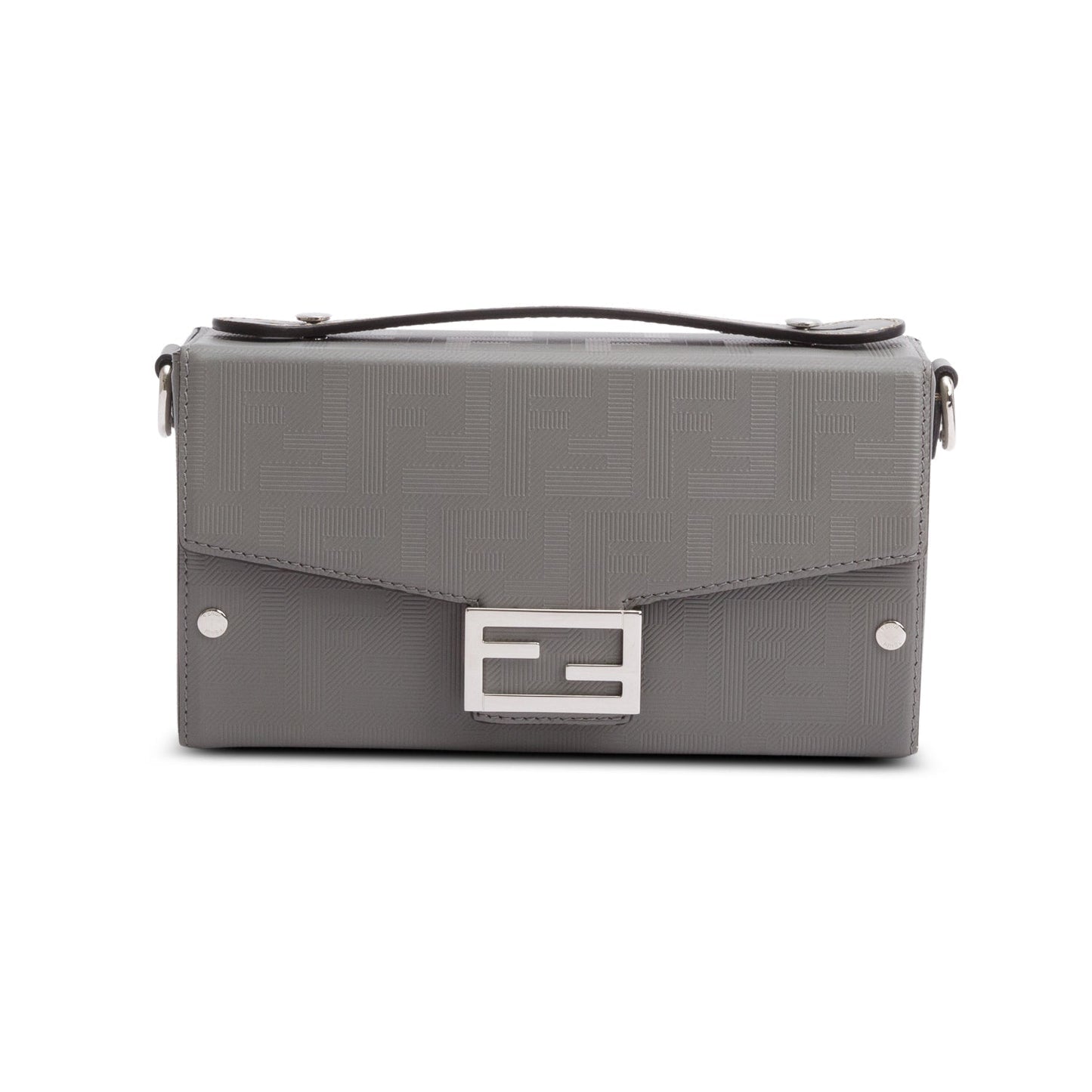 Fendi Grey Vitello King Ff Lines Embossed Soft Leather Travel Bag