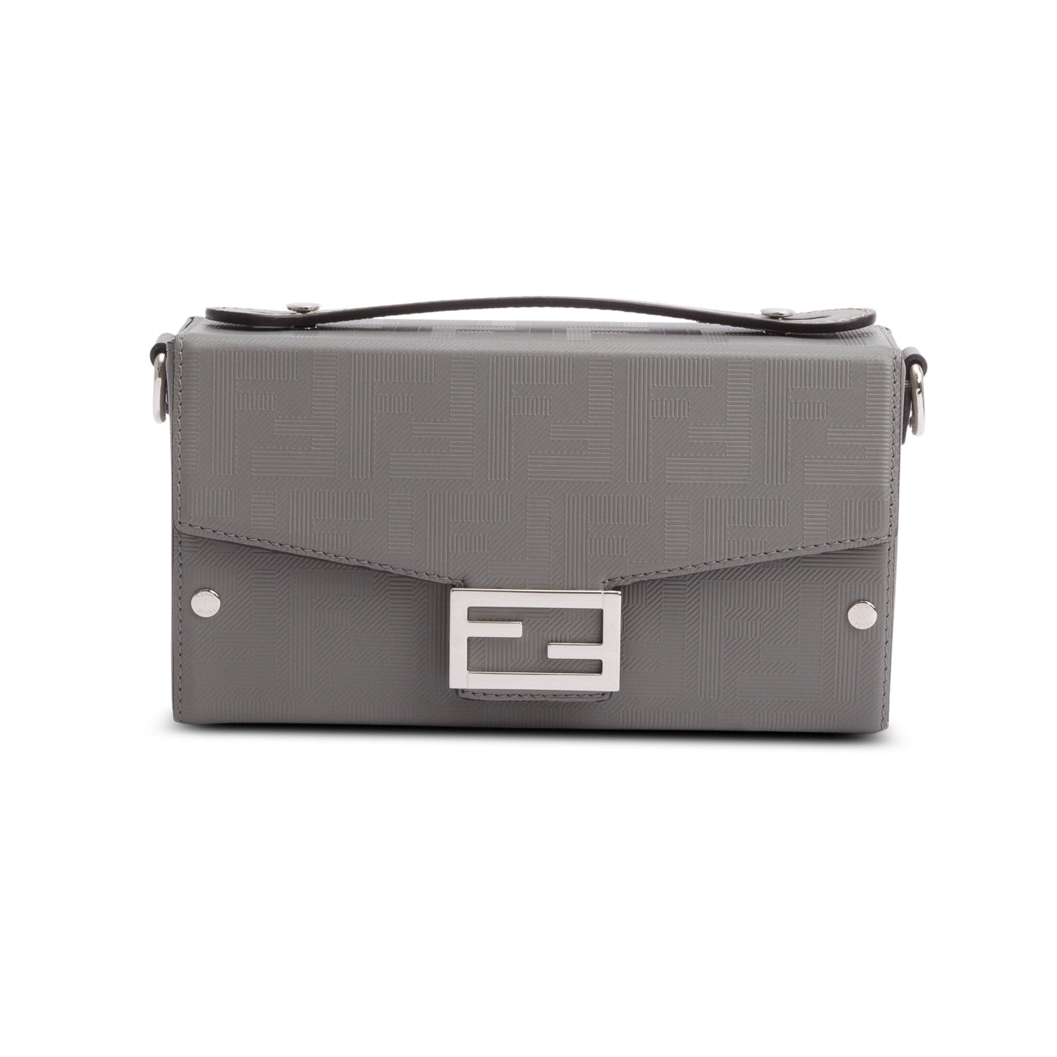 Fendi Grey Vitello King Ff Lines Embossed Soft Leather Travel Bag