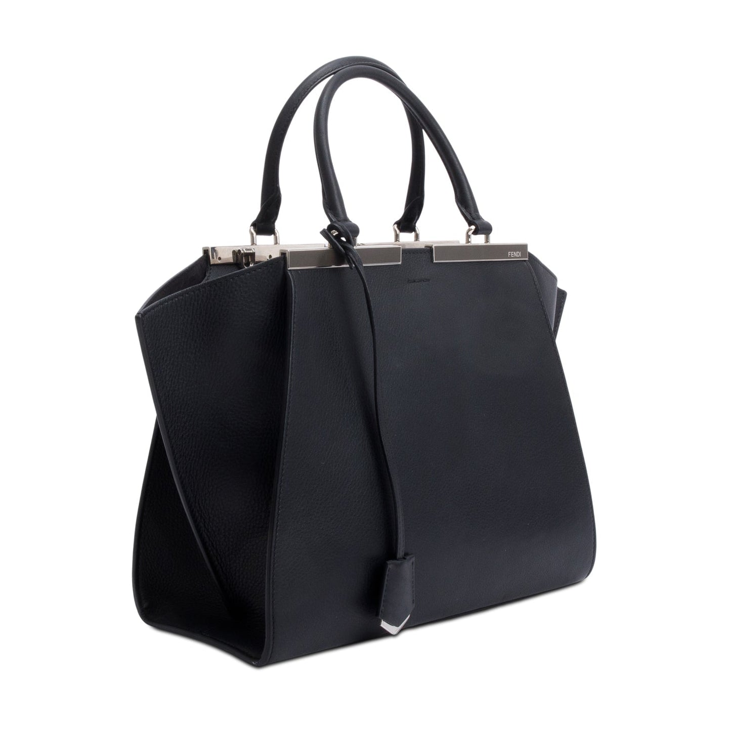 Fendi Vitello Elite 3Jours Tote Leather Black Tote Bag