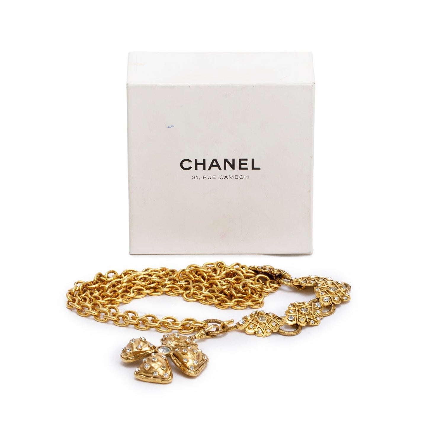 Chanel Plated Crystal Double Strand -Link Gold Belt