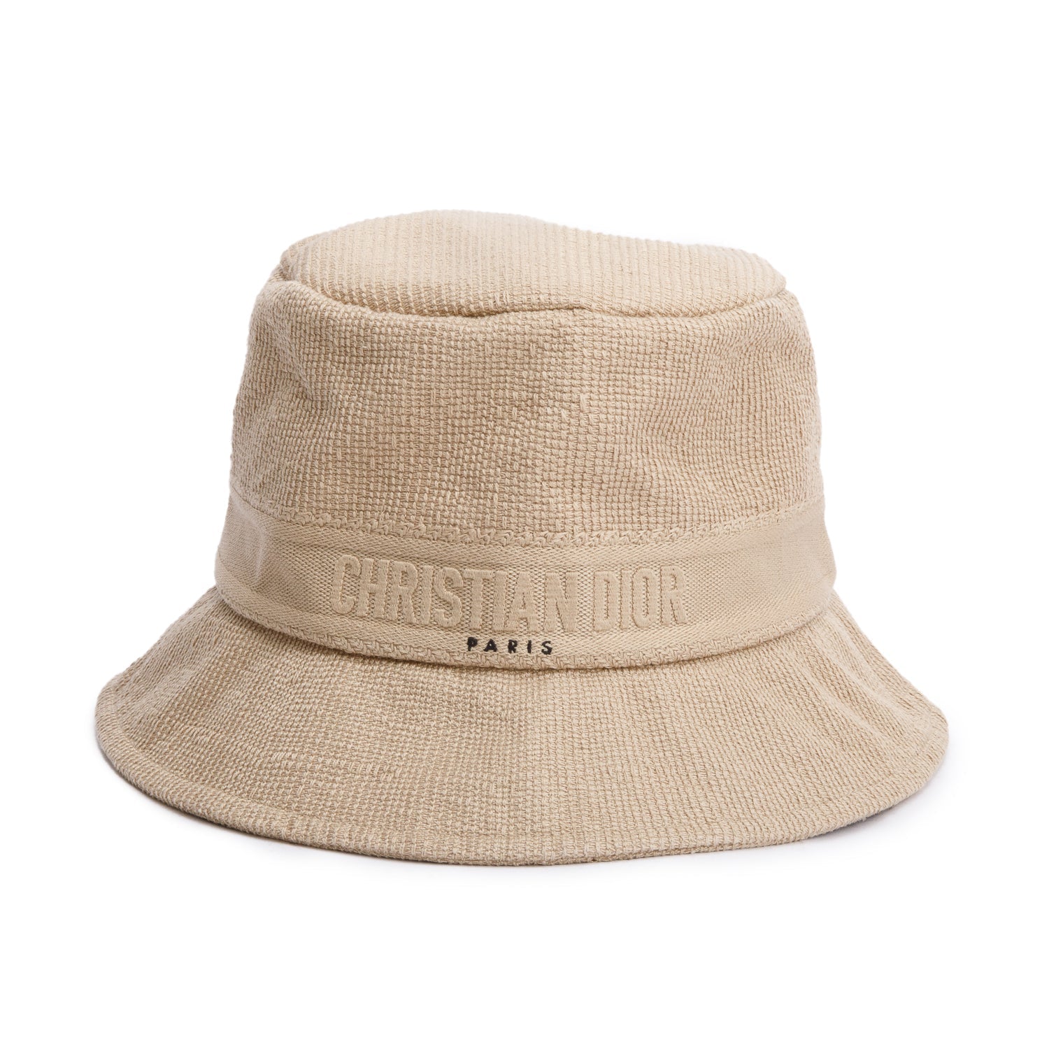 Dior Christian Embroidery Brim Hat Handbag Beige Small Bucket Bag