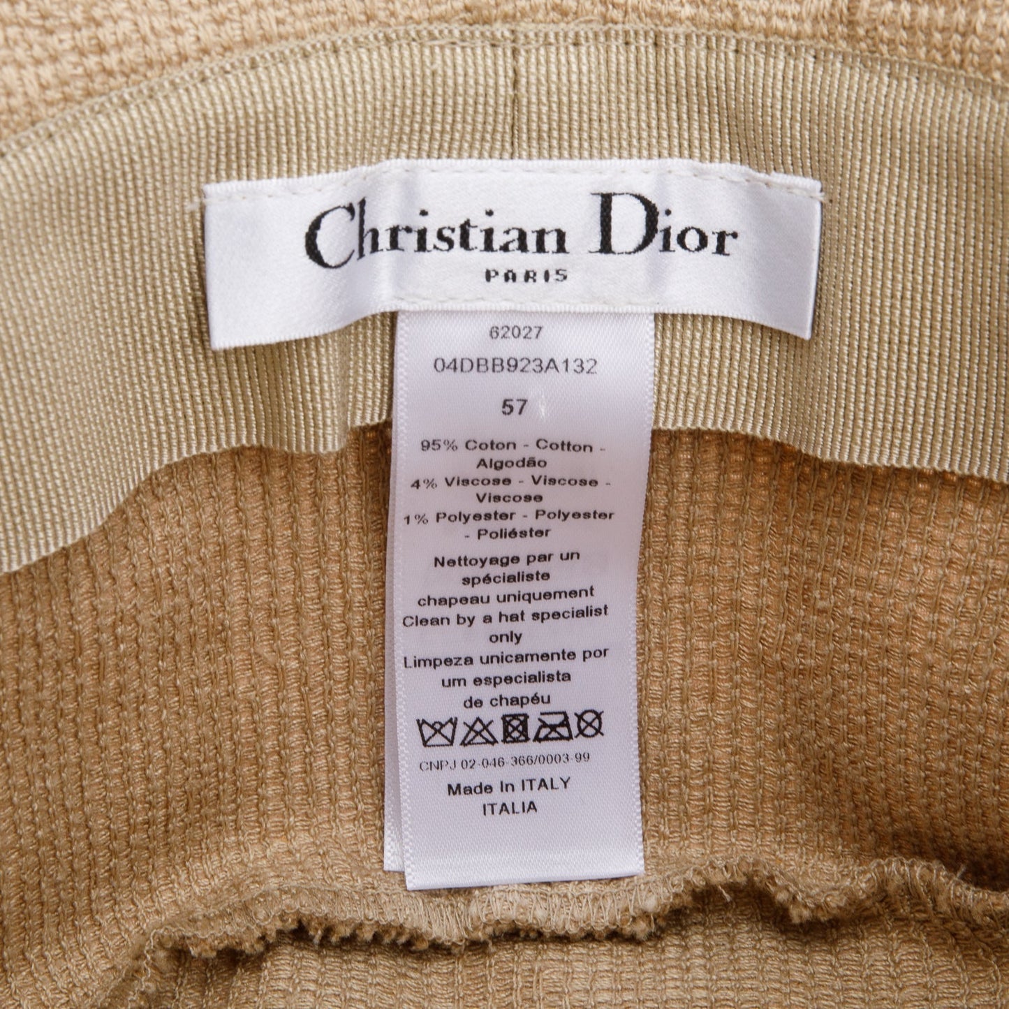 Dior Christian Embroidery Brim Hat Handbag Beige Small Bucket Bag