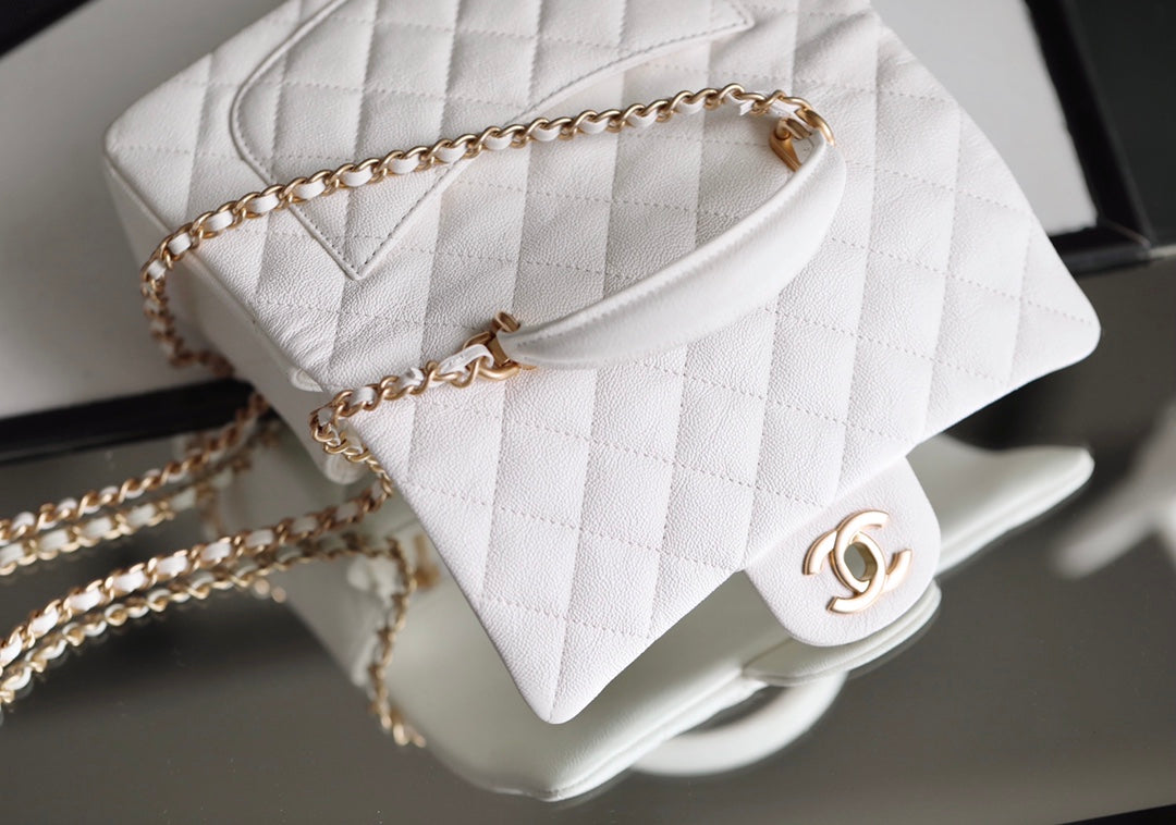 CHLMini Flapbag 7.8in 20cm White Top Handle Mini Bag