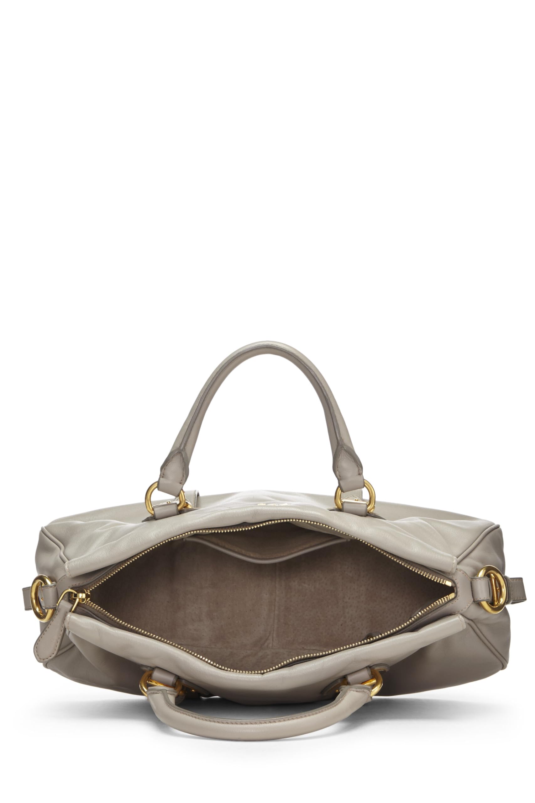 Prada Grey Calfskin Convertible Buckle Handbag Grey Gray Travel Bag