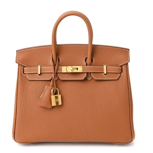 Hermes Togo Birkin Handbag Gold Travel Bag 25 Gold 1755724