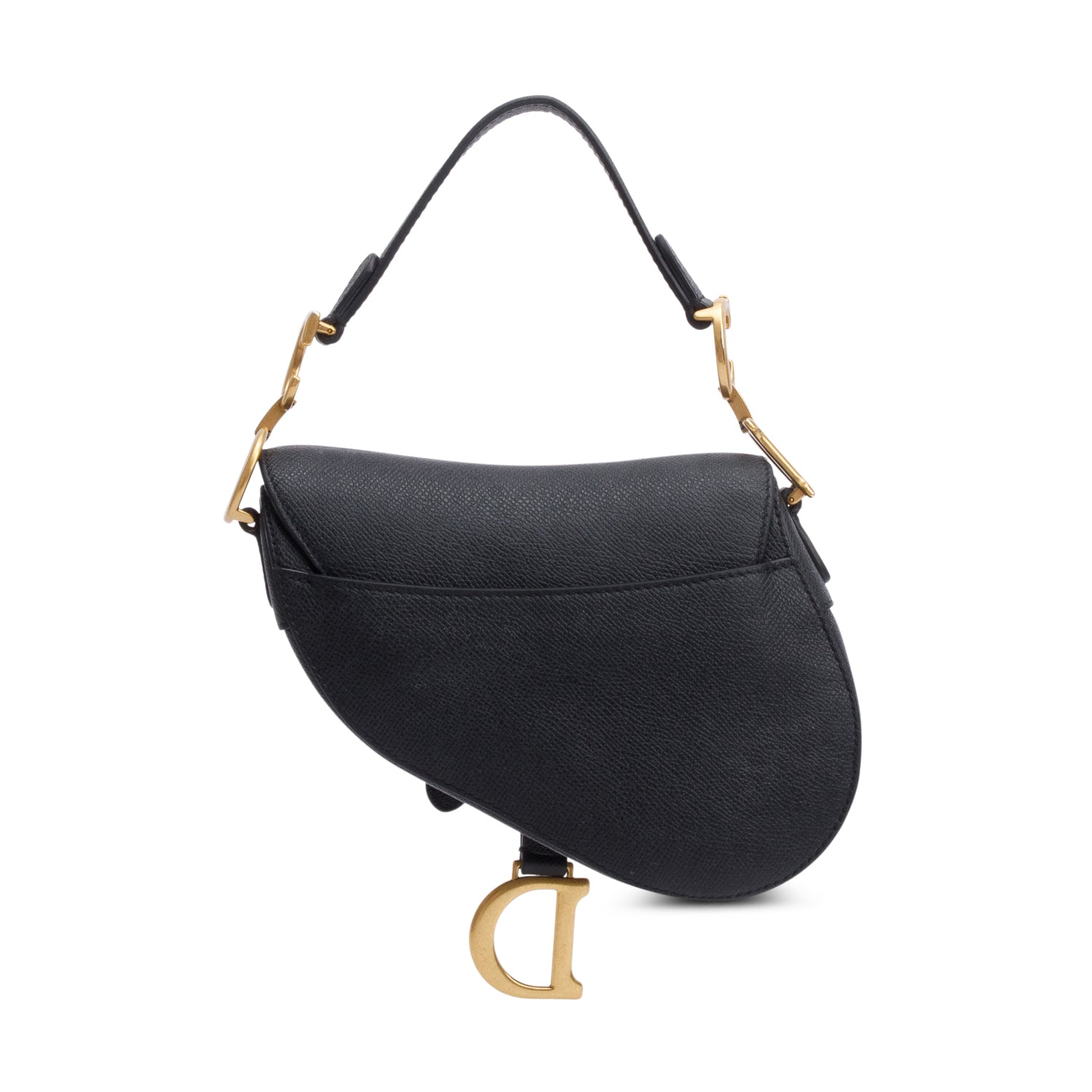Dior Christian Grained Calfskin Saddle Bag Leather Black Travel Bag 3