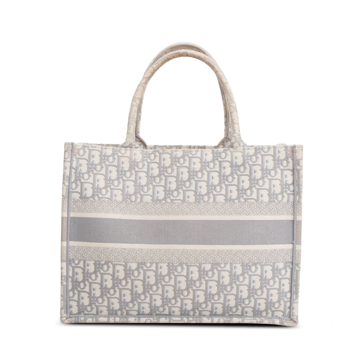 Dior Christian Grey Oblique Embossed Book Tote Handbag Leather Medium Tote Bag