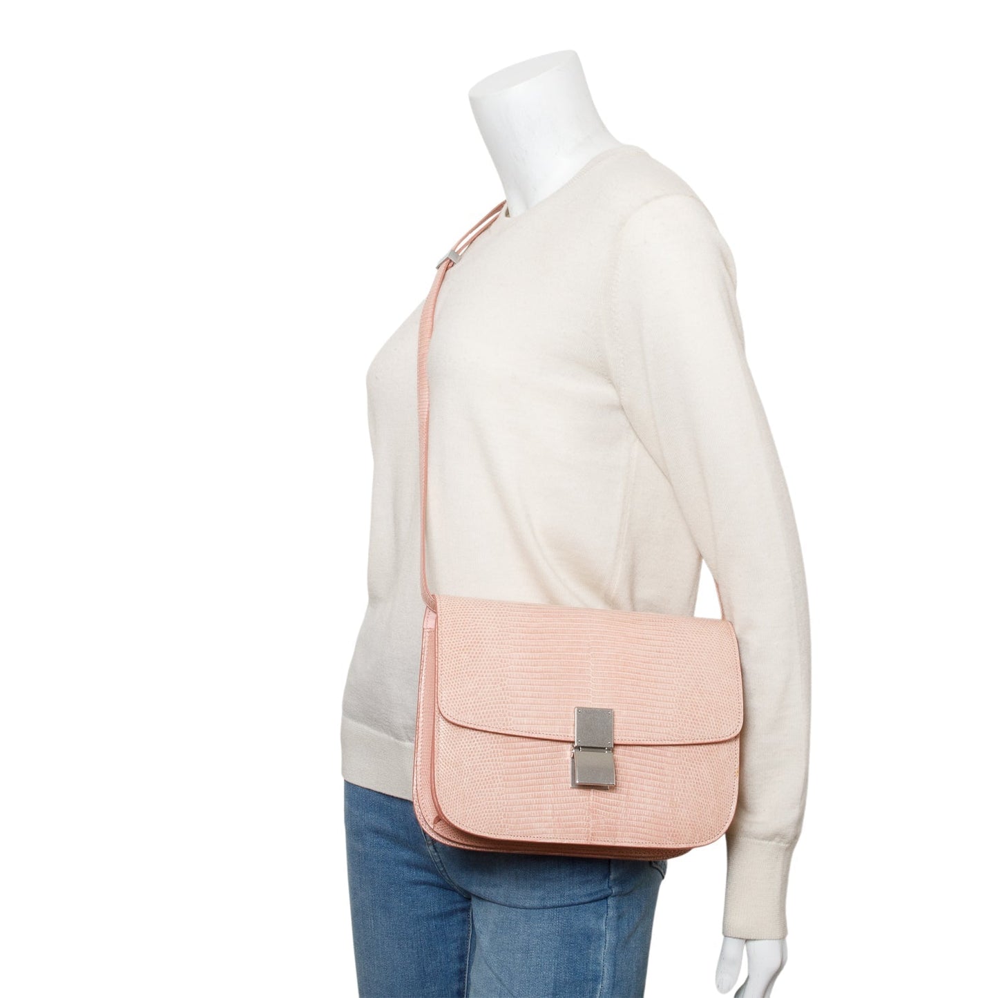 Celine Lizard Classic Box Bag Pink Medium Travel Bag
