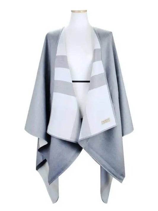 Burberry Luxury Women Check Reversible Wool Cape Grey Handbag Gray Travel Bag