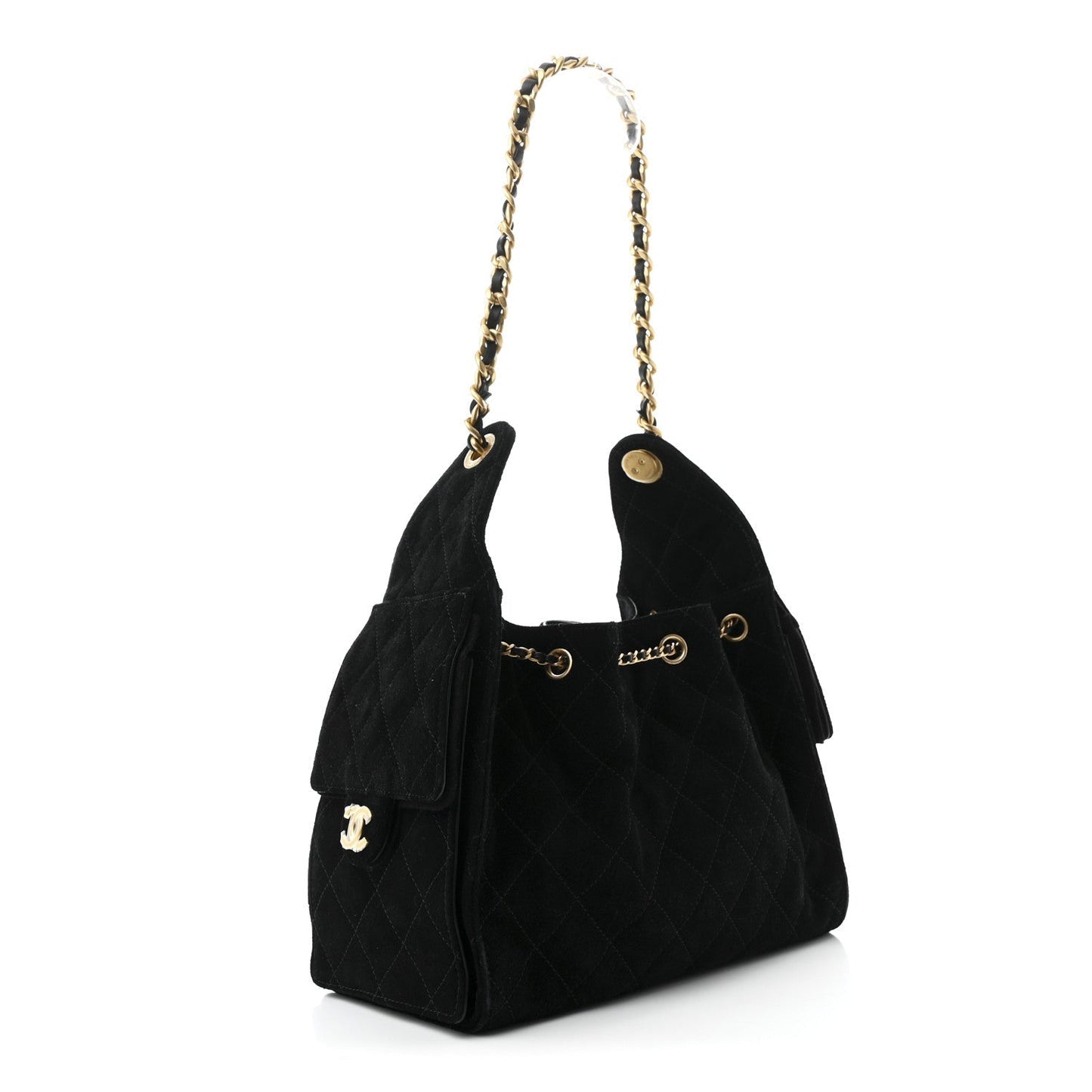 Suede Quilted Small 25 Handbag Black Modern