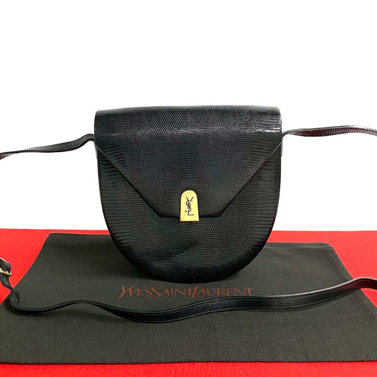 YSL Saint Laurent Lizard Shoulder Bag Leather