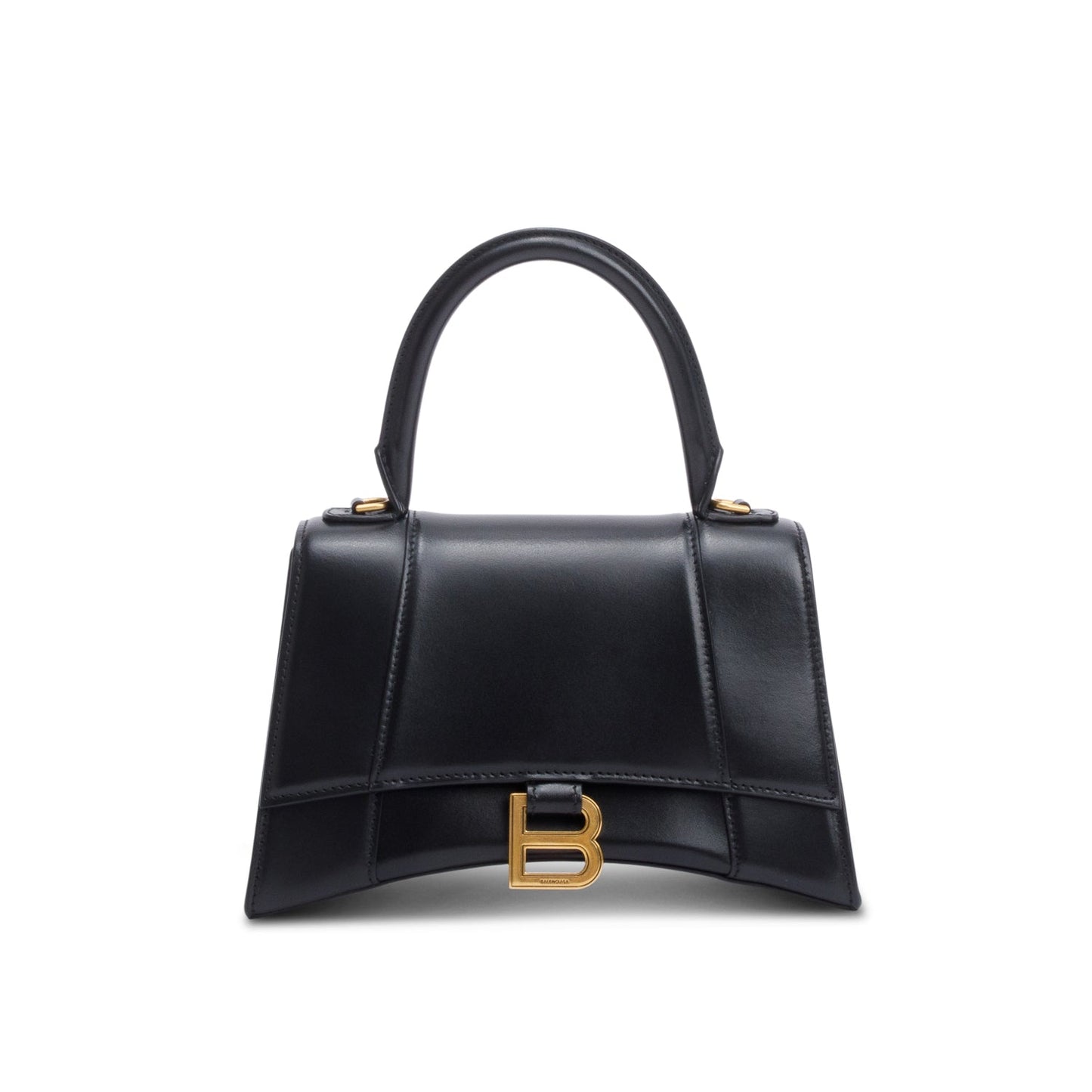 Balenciaga Smooth Hourglass Top Handle Bag Leather Black Travel Bag