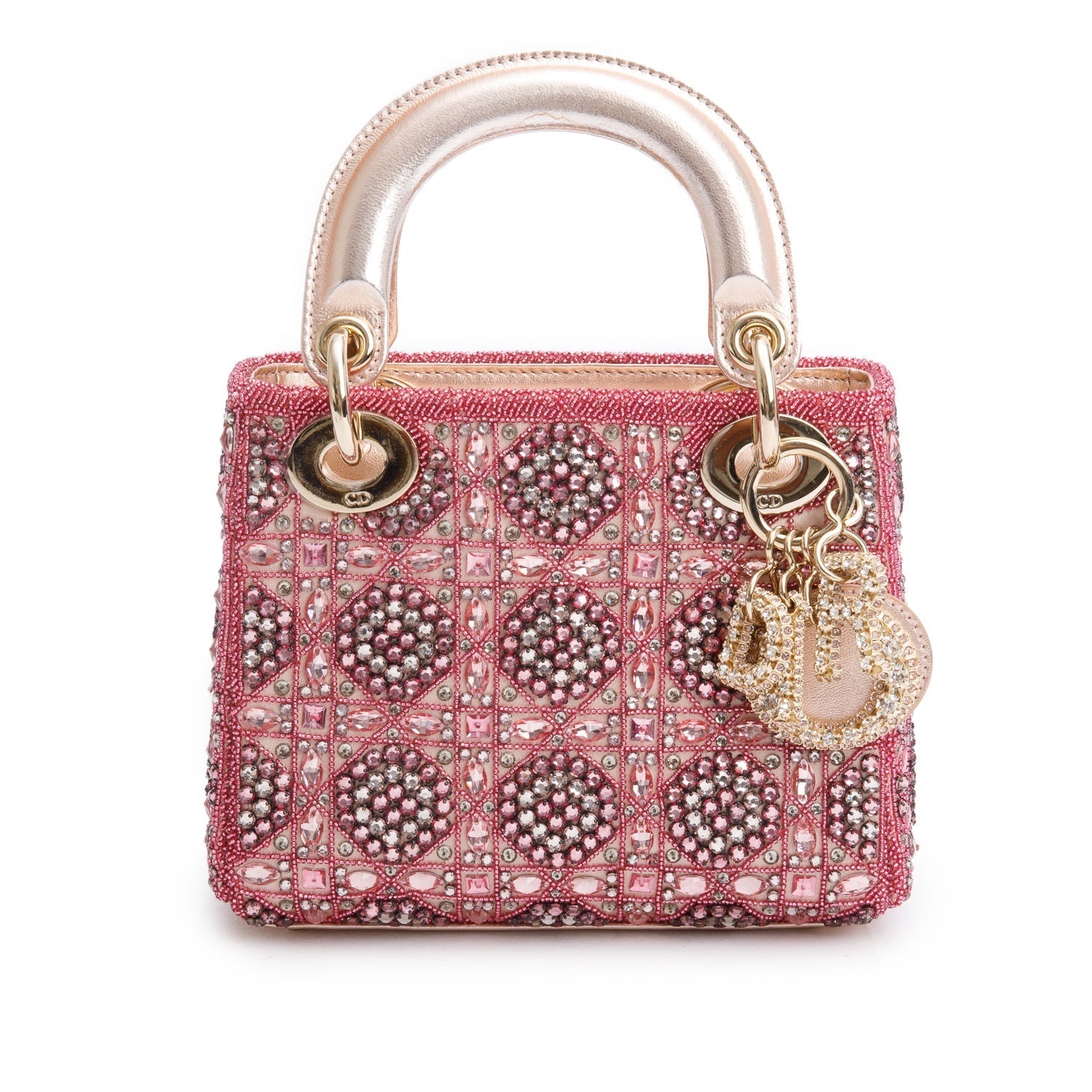 Dior Christian Lambskin & Embroidered Crystal Beads Mini Satin Travel Bag
