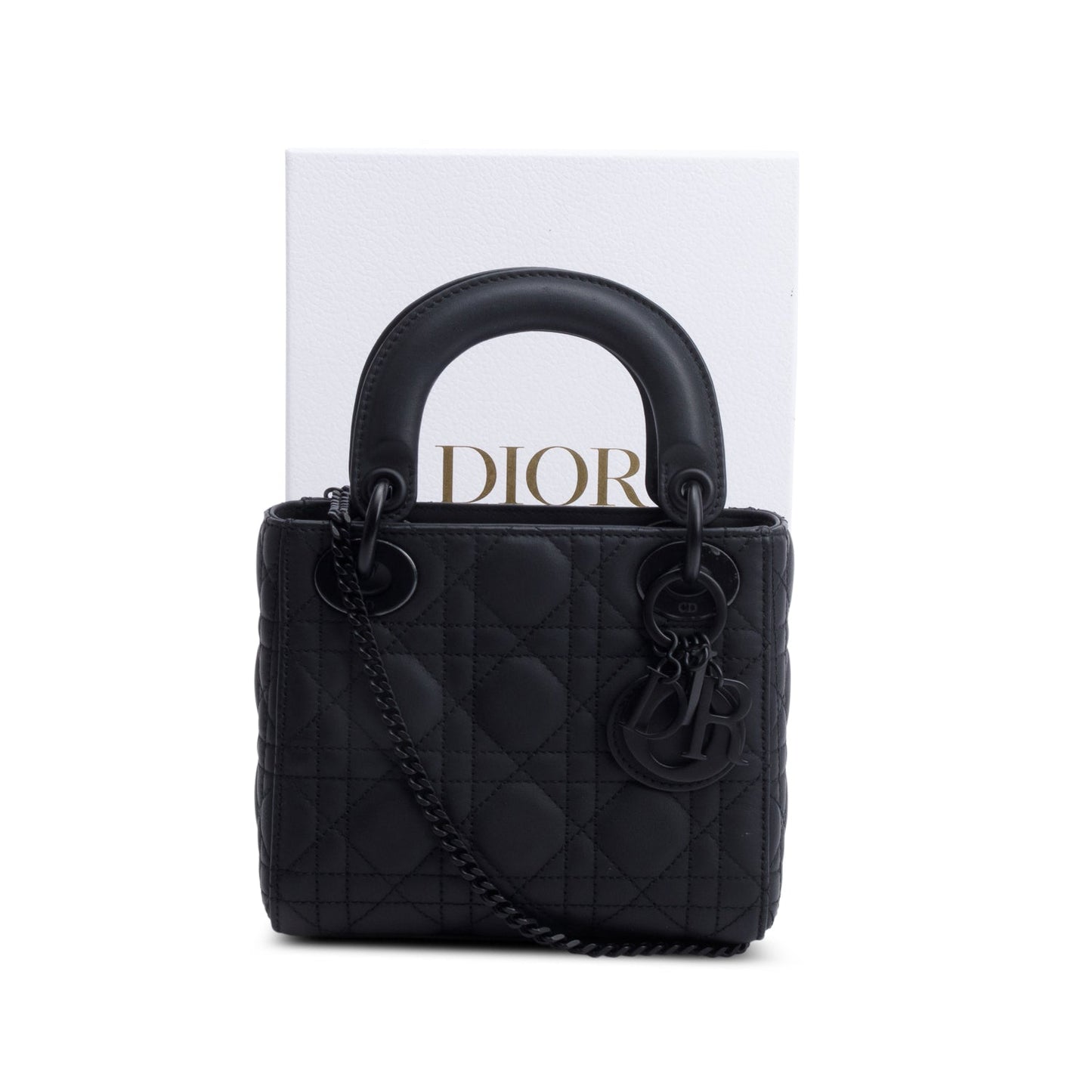 Dior Christian Ultramatte Cannage Lady Bag Leather Black Travel Bag