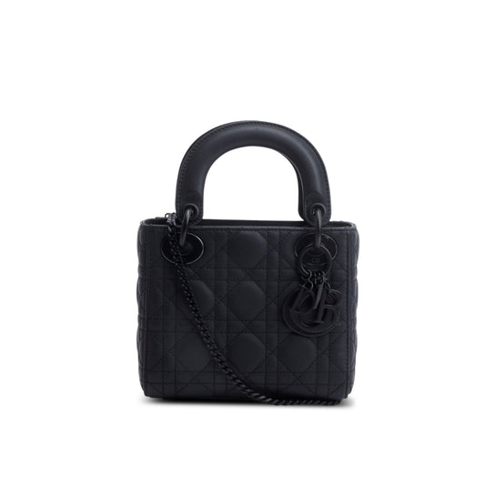 Dior Christian Ultramatte Cannage Lady Bag Leather Black Travel Bag