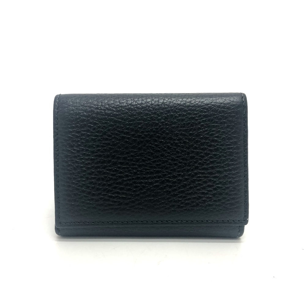 Gucci Trifold GG Marmont Compact Leather Black Wallet Case