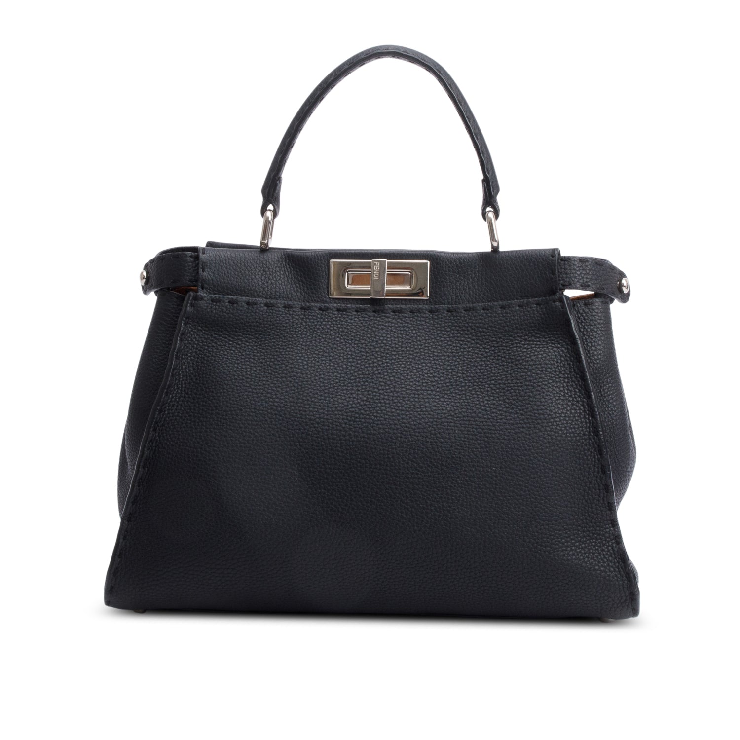 Fendi Romano Selleria Peekaboo Bag Leather Black Travel Bag