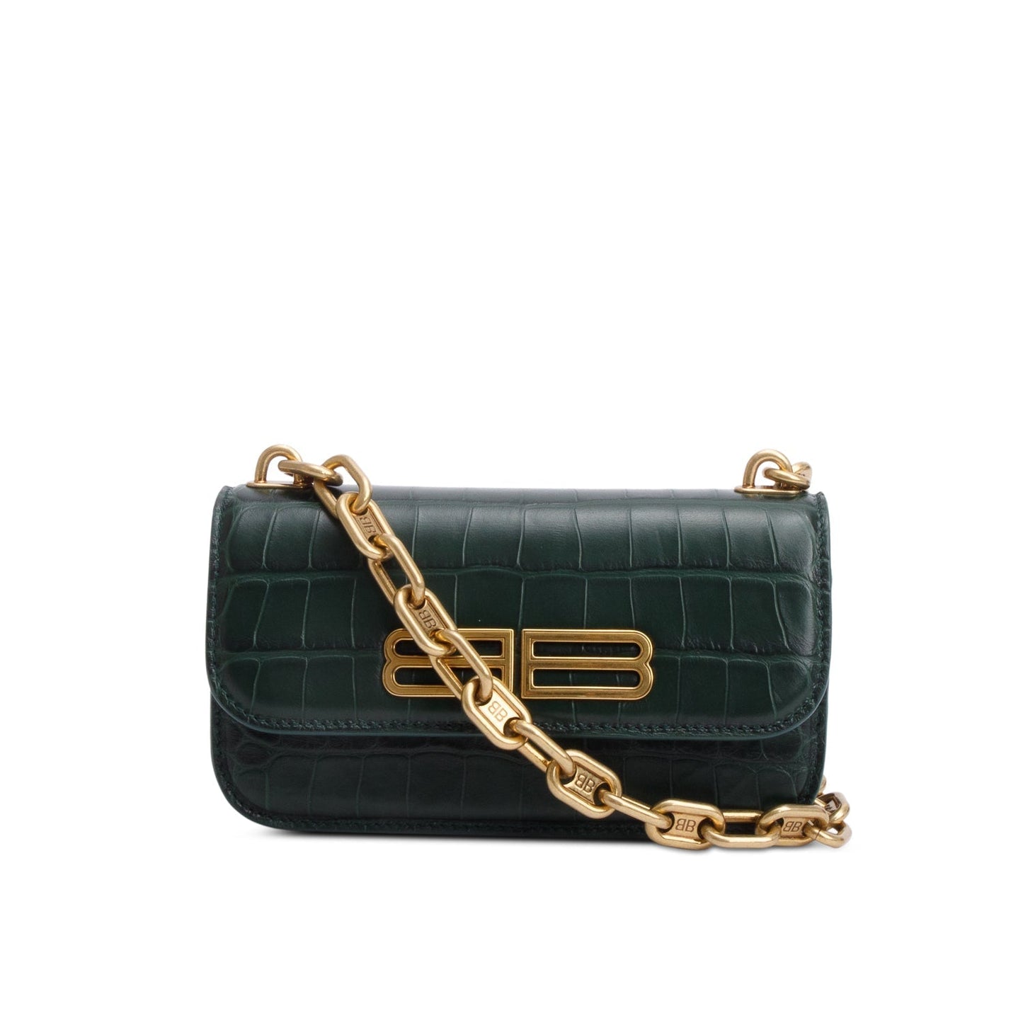 Balenciaga Croc Embossed Xs Gossip Bag Leather Green Travel Bag