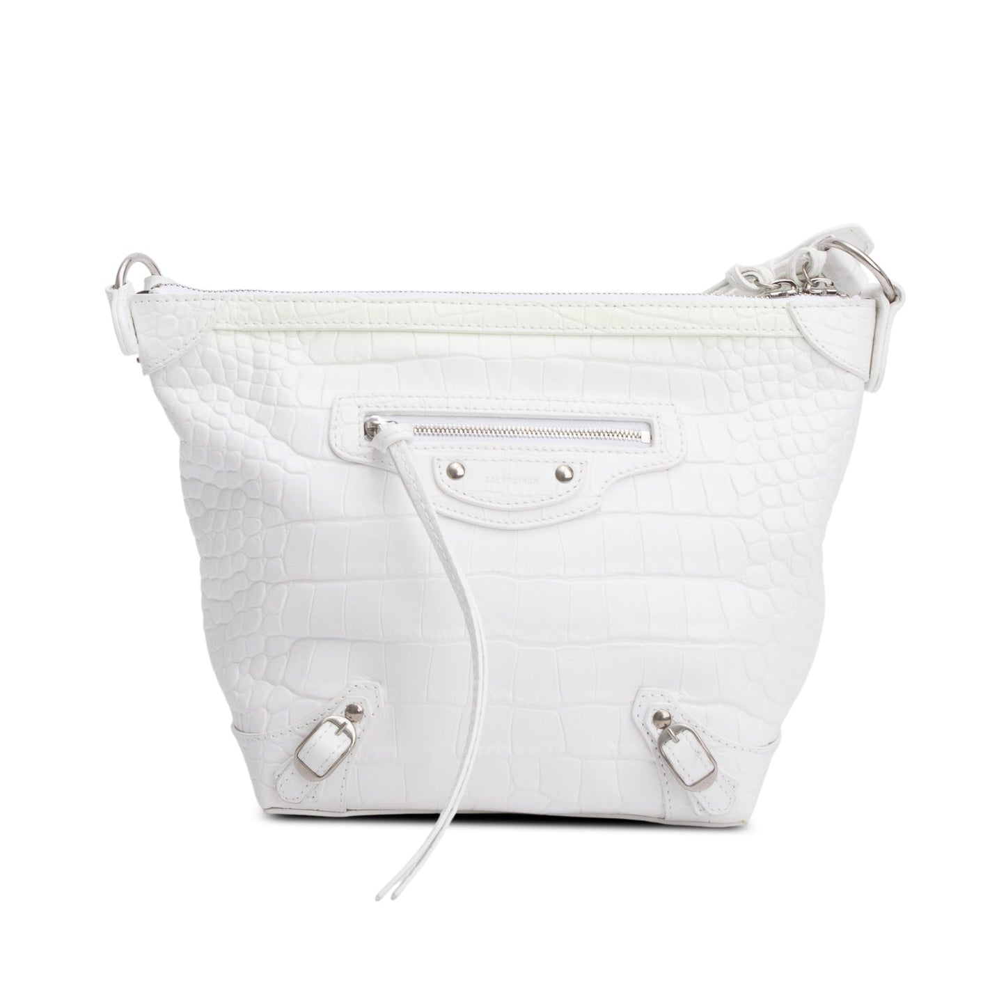 Balenciaga Crocodile Embossed Xs Neo Classic Hobo Bag Leather White Travel Bag
