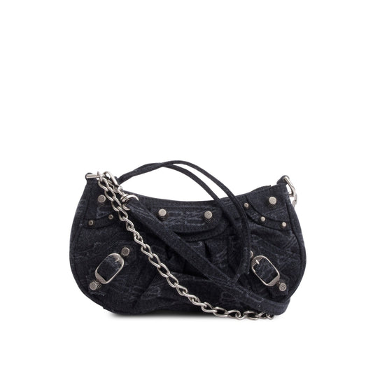 Balenciaga Bb Le Cagole Crossbody Denim Black Crossbody Bag