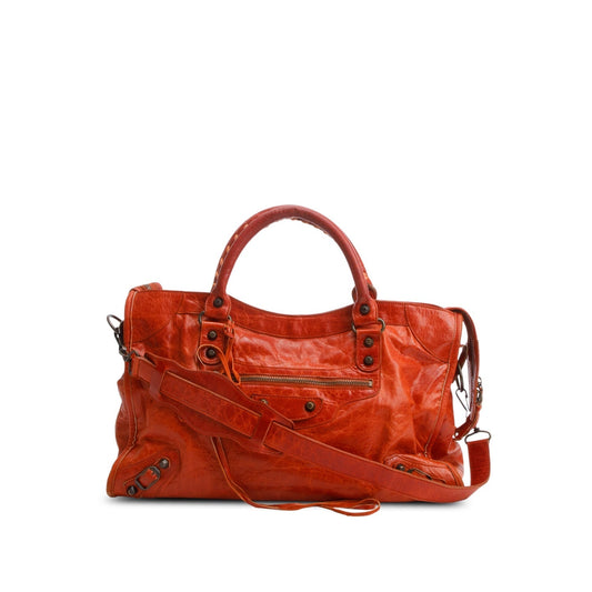 Balenciaga Orange Arena Lambskin Le City Bag Leather Medium Travel Bag