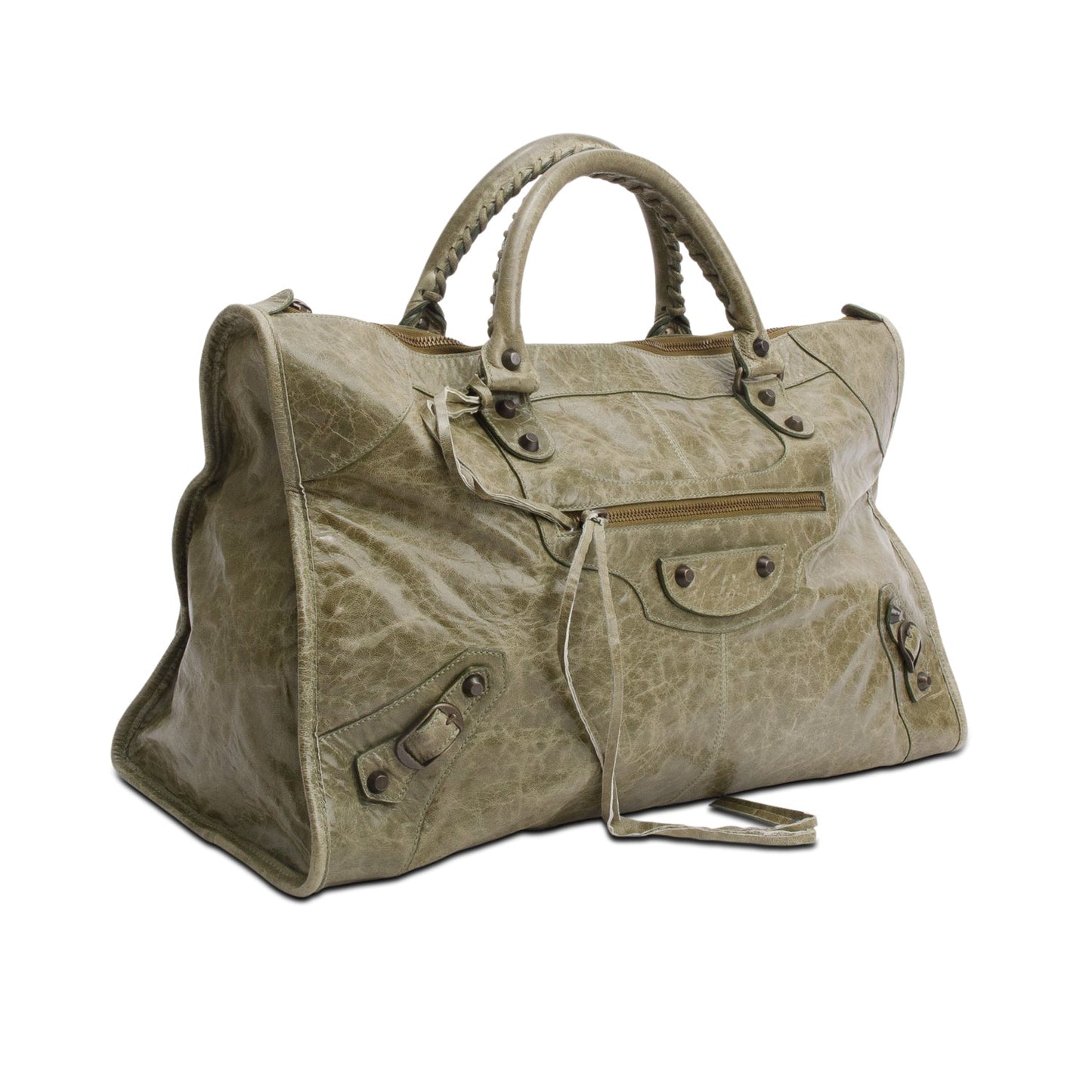 Balenciaga Arena Lambskin Motorcycle Work Bag Leather Green Travel Bag