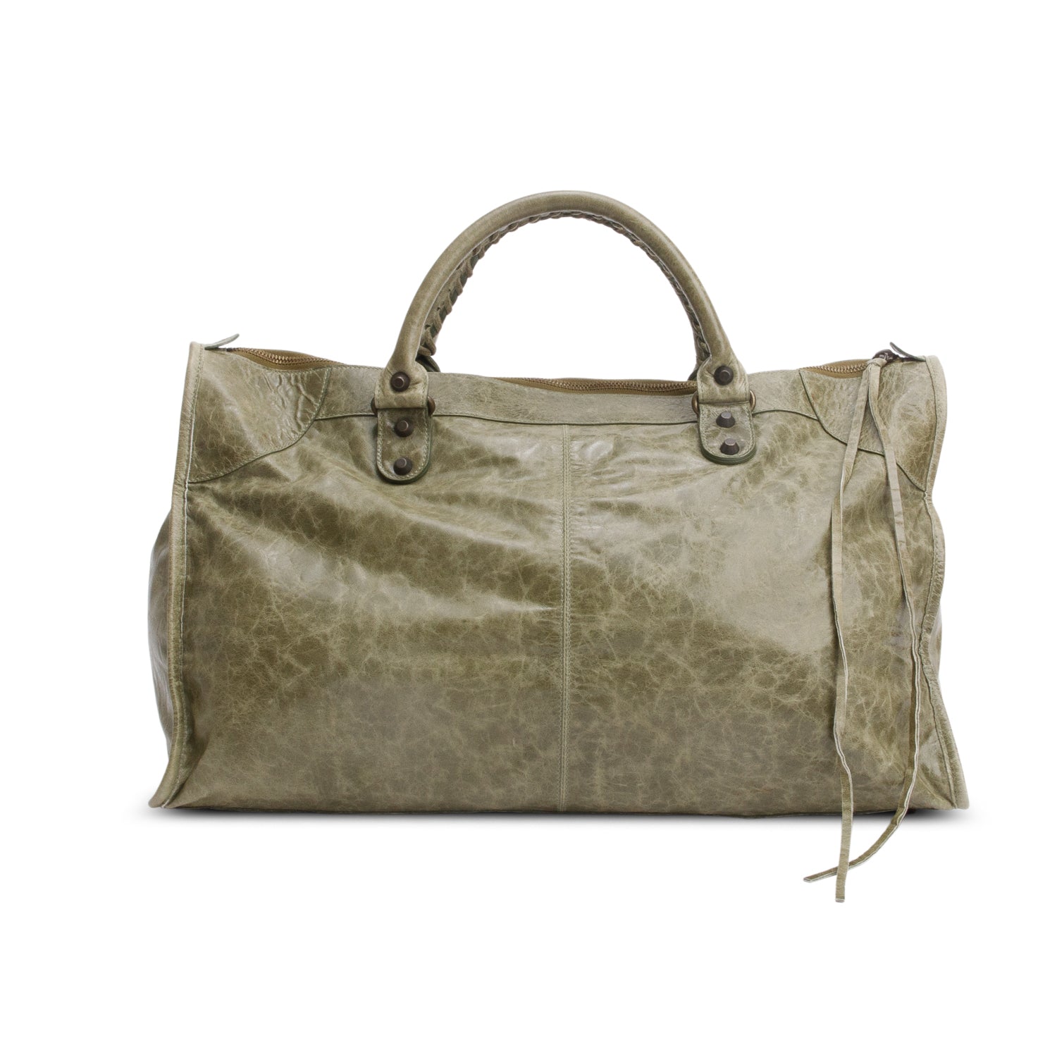 Balenciaga Arena Lambskin Motorcycle Work Bag Leather Green Travel Bag