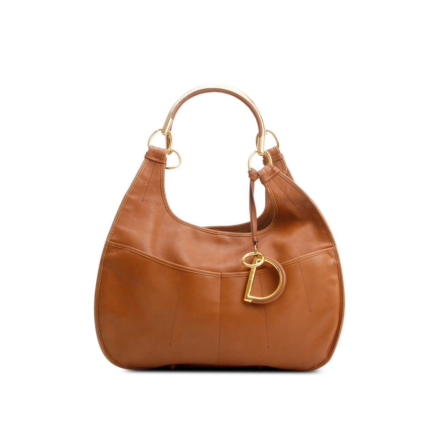 Dior Christian Brandy Hobo Handbag Leather Brown Travel Bag