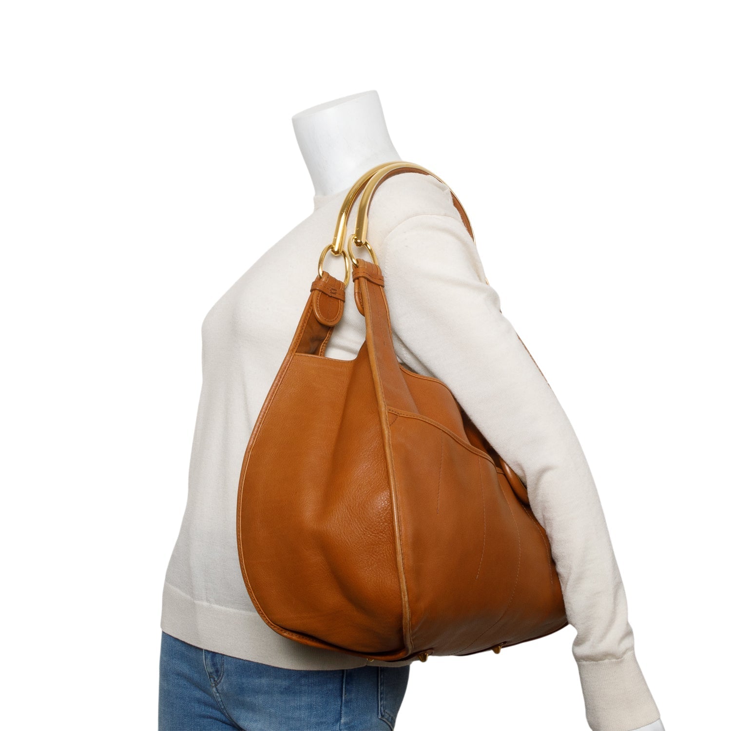 Dior Christian Brandy Hobo Handbag Leather Brown Travel Bag