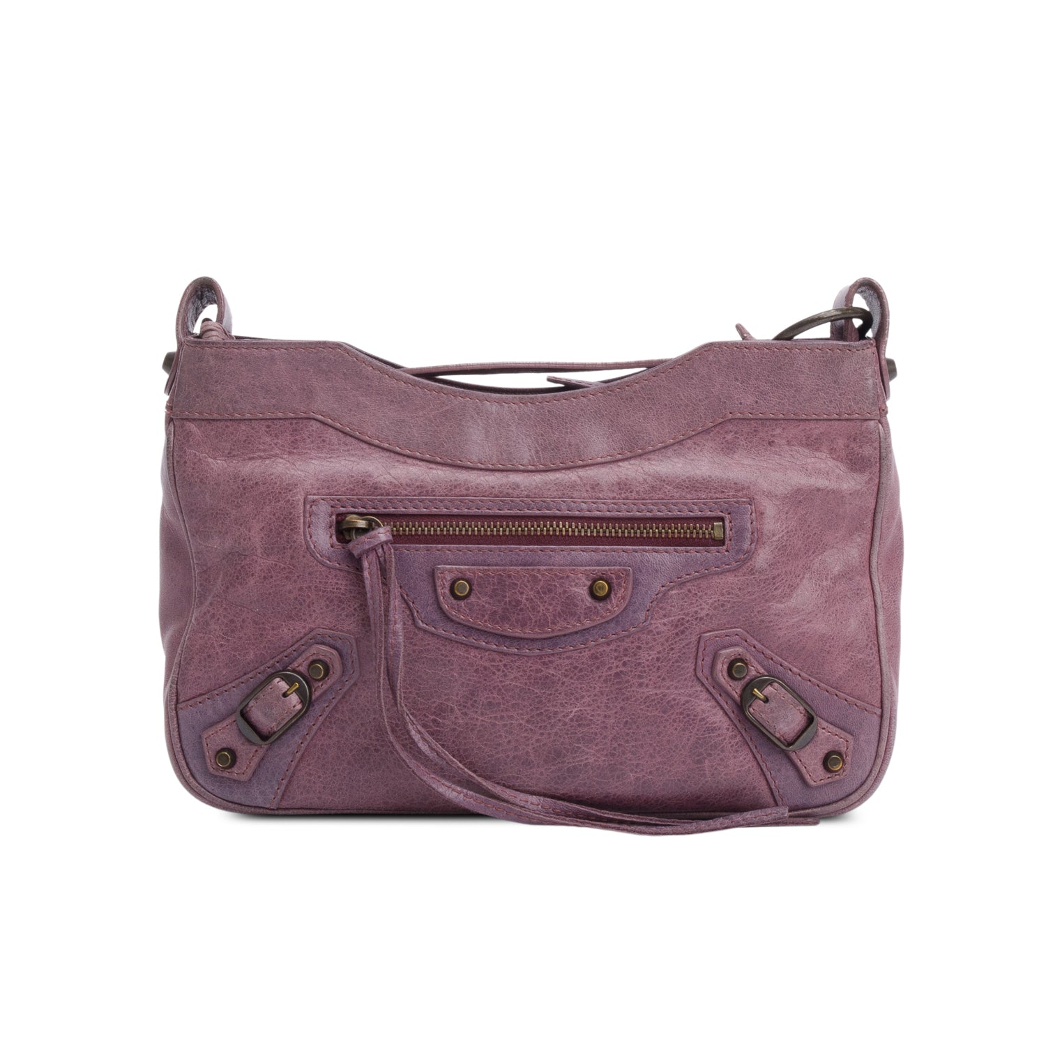 Balenciaga Purple Agneau Classic Motorcycle Hip Crossbody Leather Crossbody Bag