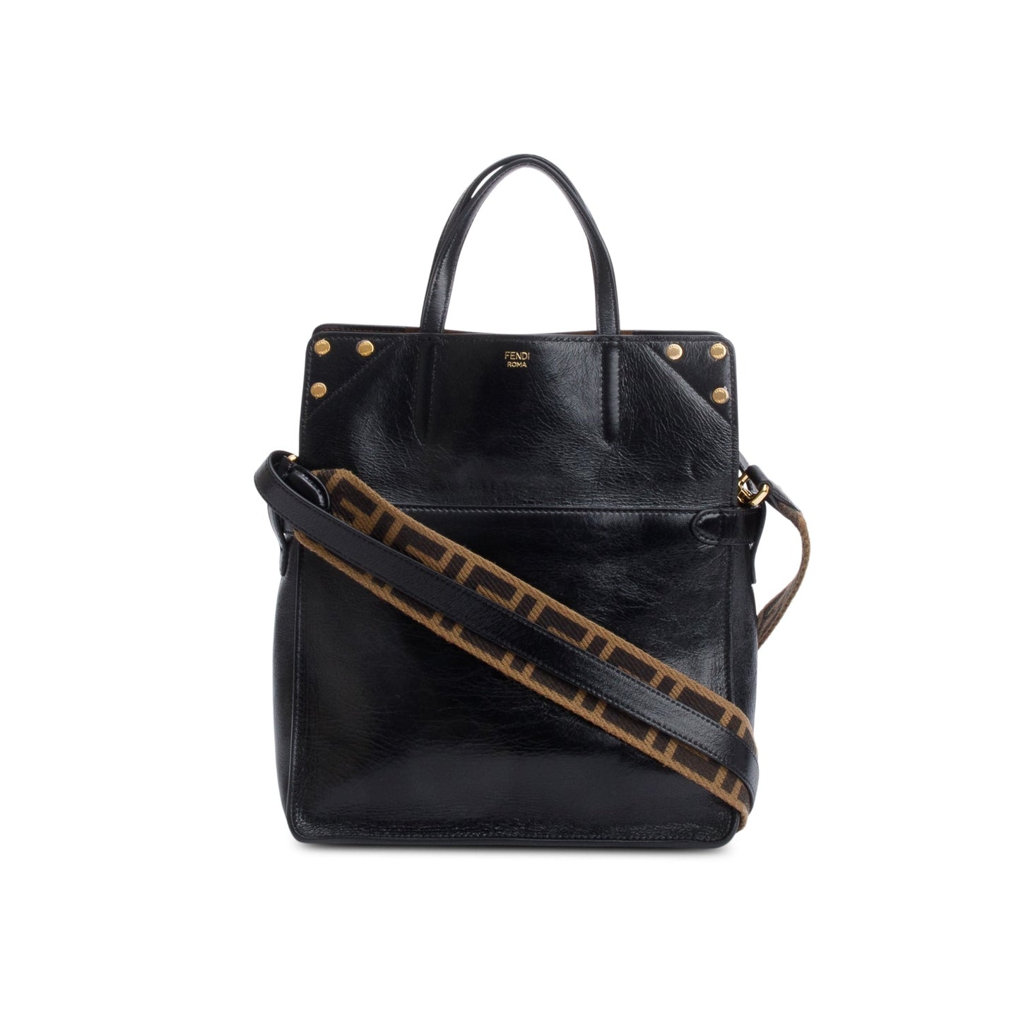 Fendi Brown Ff Small Flip Bag Leather Suede Travel Bag