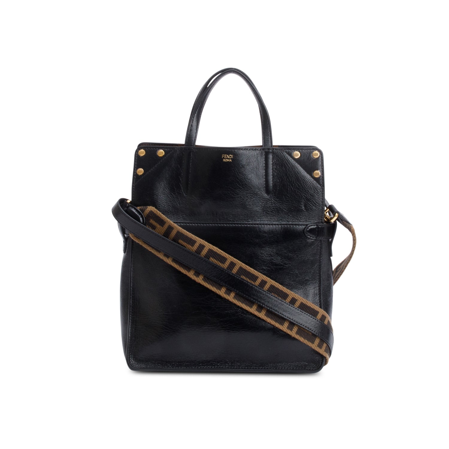 Fendi Brown Ff Small Flip Bag Leather Suede Travel Bag