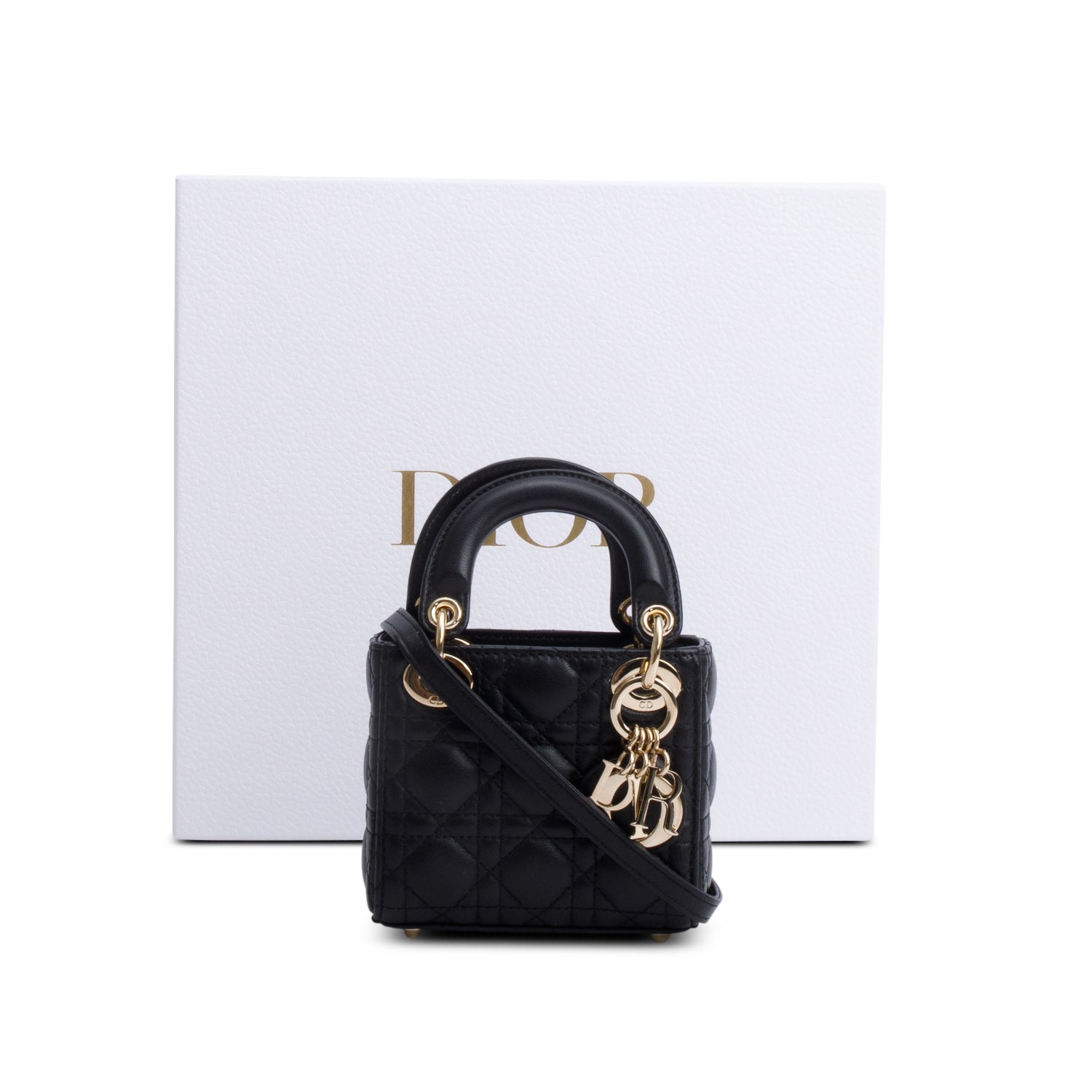 Dior Christian Micro Lady Bag Leather Black Travel Bag