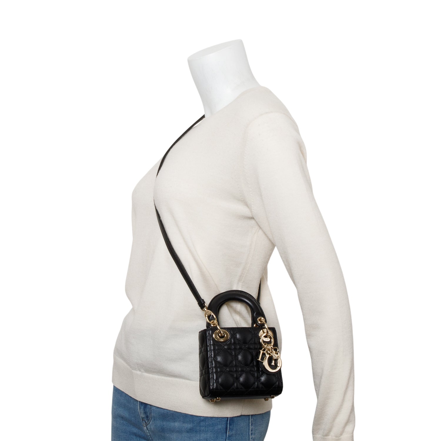 Dior Christian Micro Lady Bag Leather Black Travel Bag